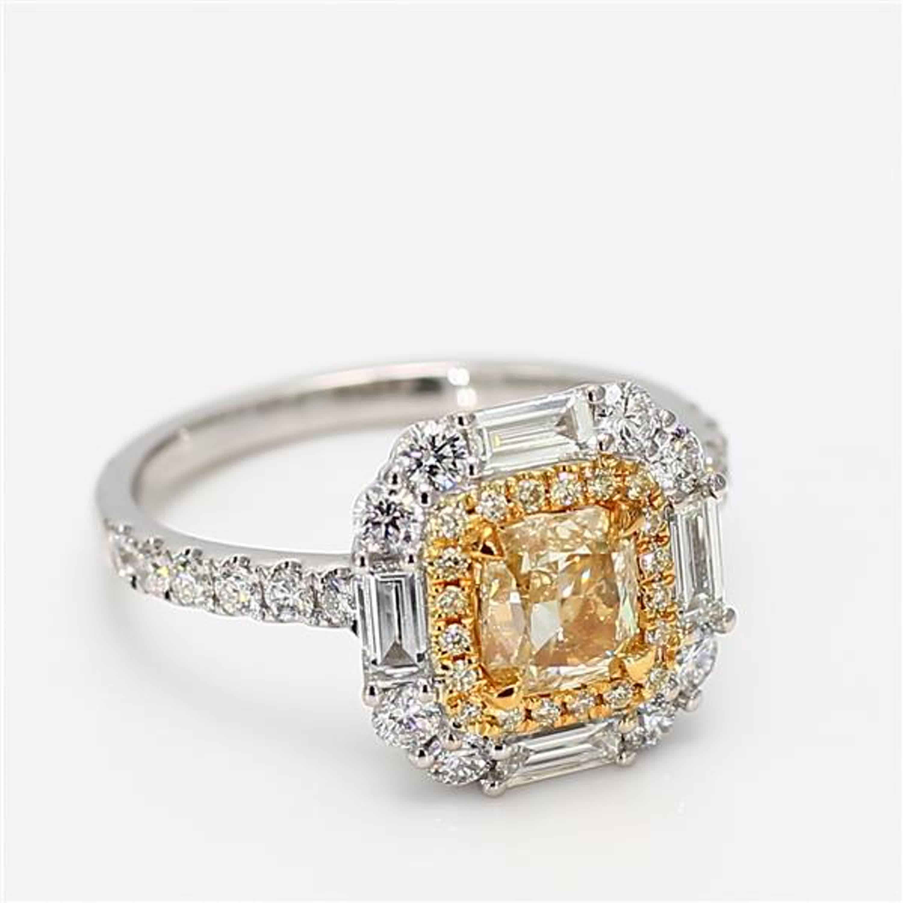 Women's GIA Certified Natural Yellow Cushion Diamond 2.02 Carat TW Gold Cocktail Ring For Sale