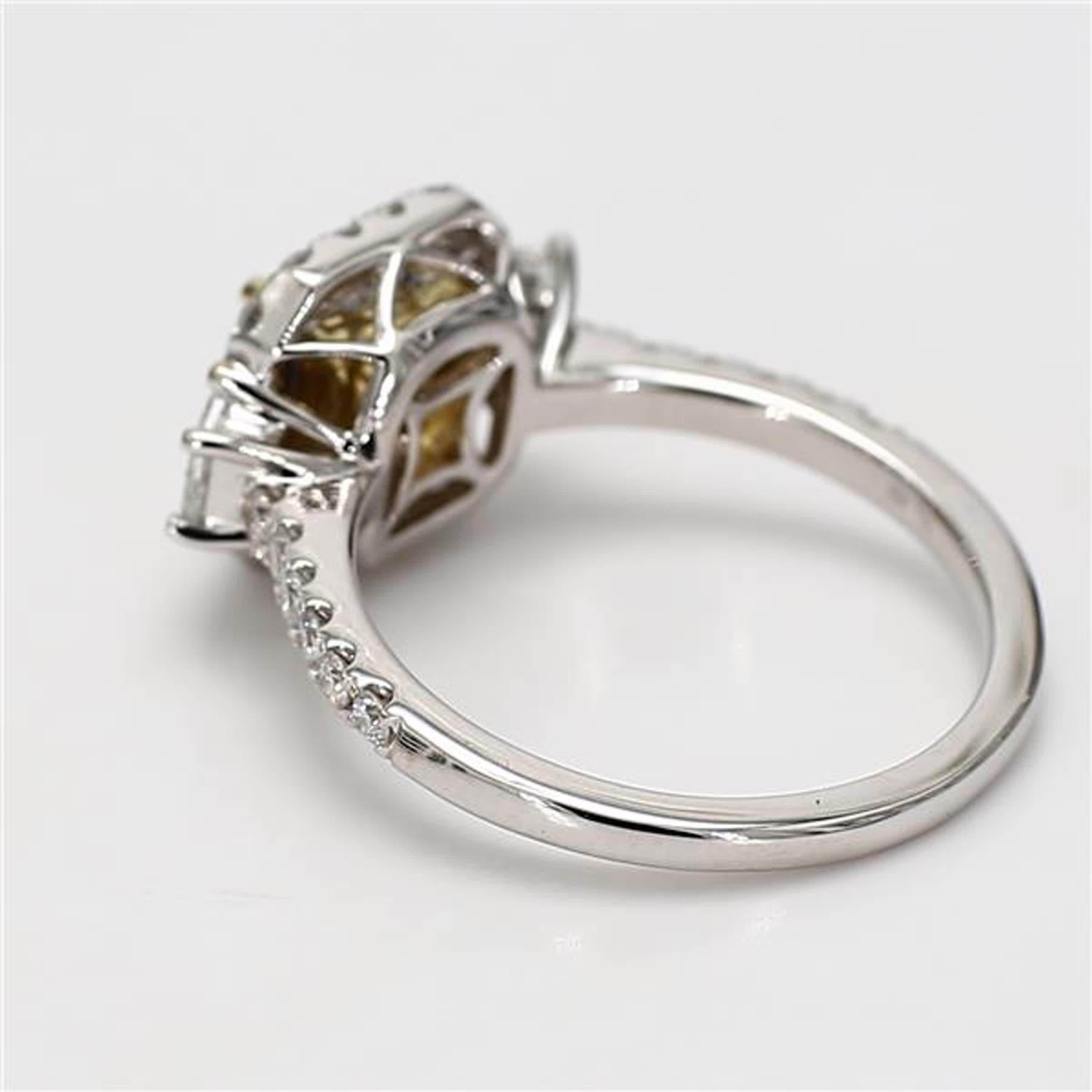 Contemporain GIA Certified Natural Yellow Cushion Diamond 2.13 Carat TW Gold Cocktail Ring