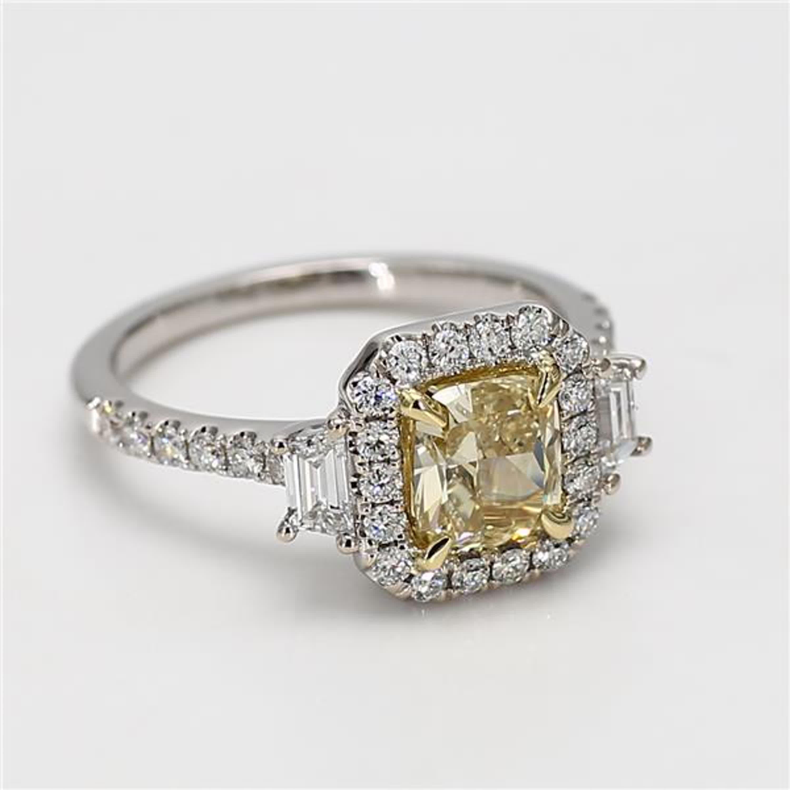 Women's GIA Certified Natural Yellow Cushion Diamond 2.13 Carat TW Gold Cocktail Ring For Sale