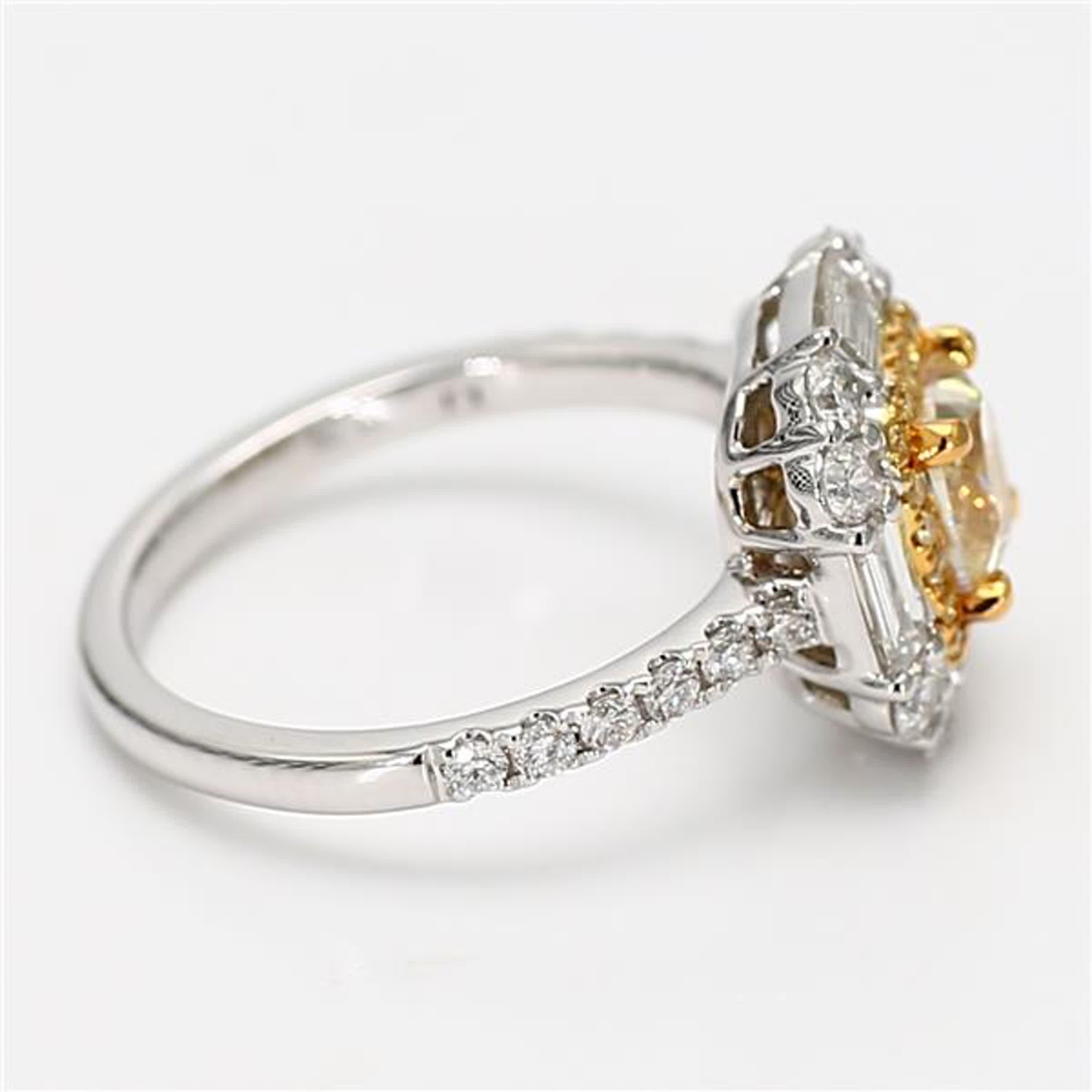 GIA-zertifizierter natürlicher gelber Diamant im Kissenschliff 2.20 Karat TW Gold Cocktail-Ring im Angebot 1
