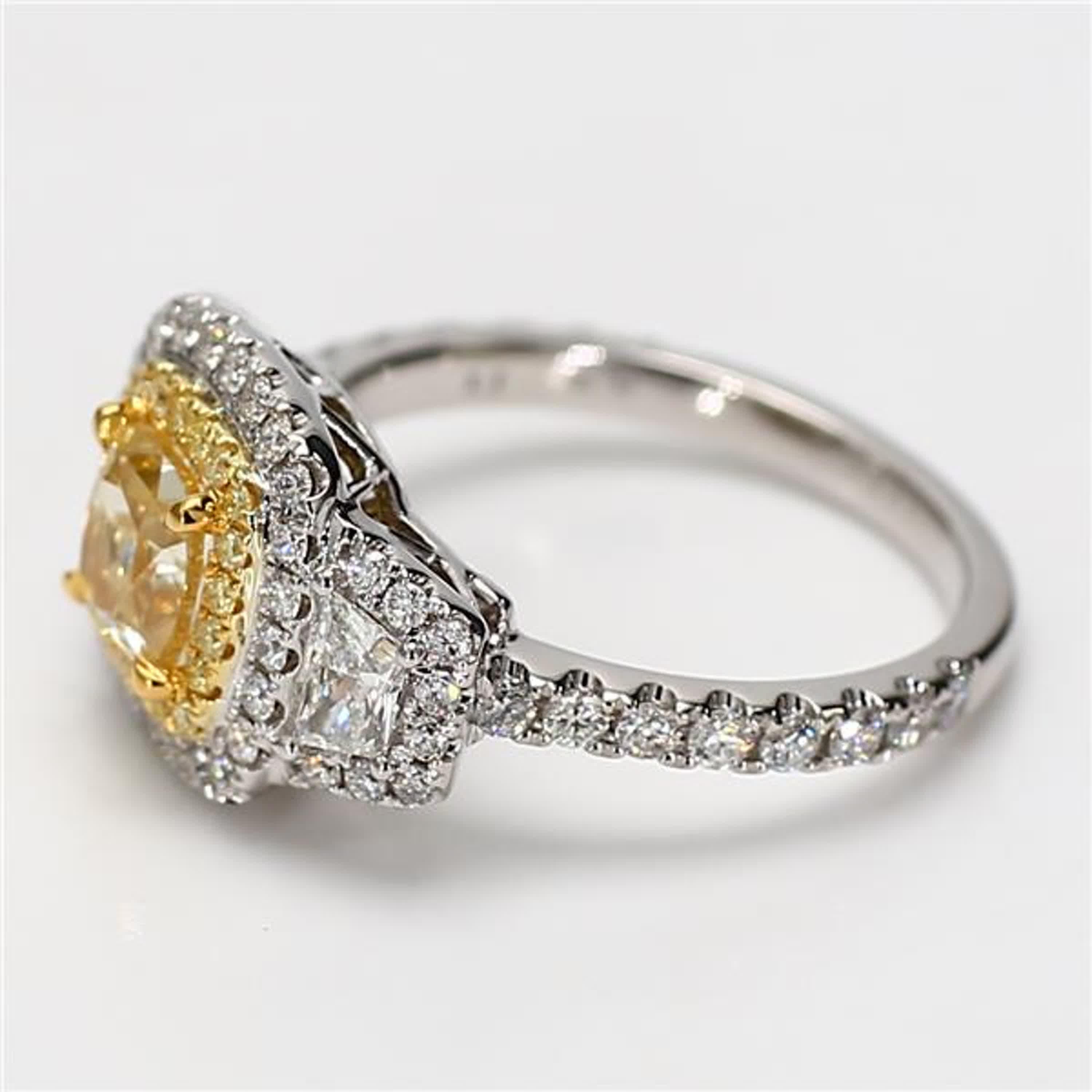Contemporary GIA Certified Natural Yellow Cushion Diamond 2.21 Carat TW Gold Cocktail Ring For Sale