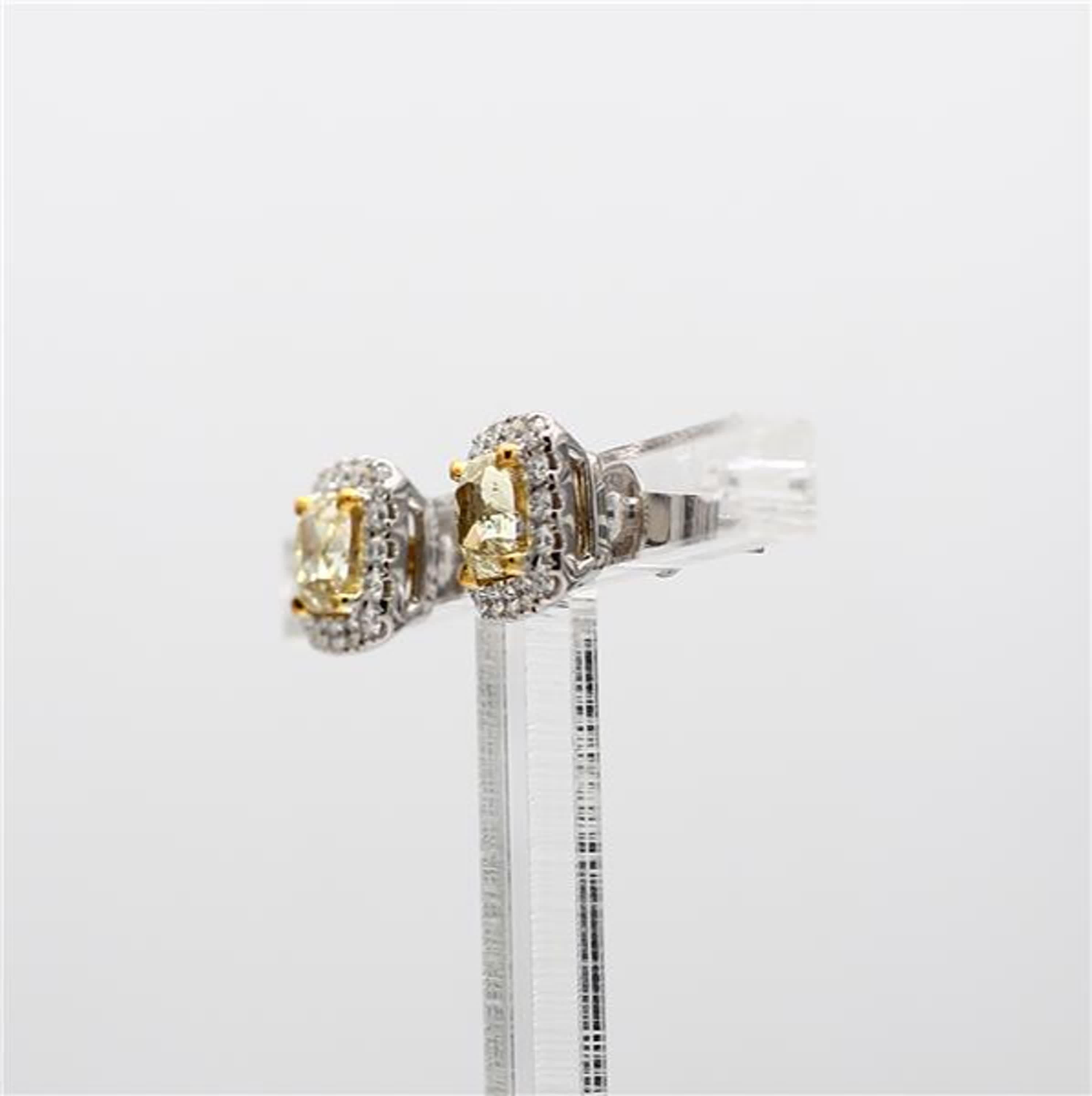 Contemporary GIA Certified Natural Yellow Cushion Diamond 2.23 Carat TW Gold Earrings For Sale