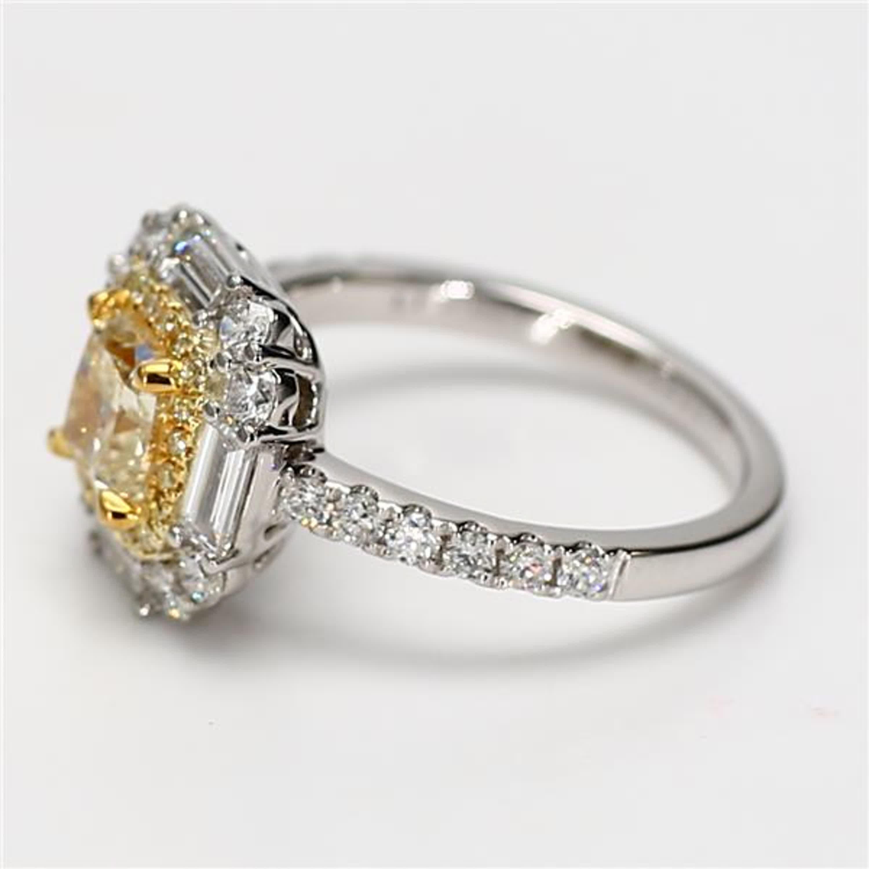Contemporary GIA Certified Natural Yellow Cushion Diamond 2.24 Carat TW Gold Cocktail Ring