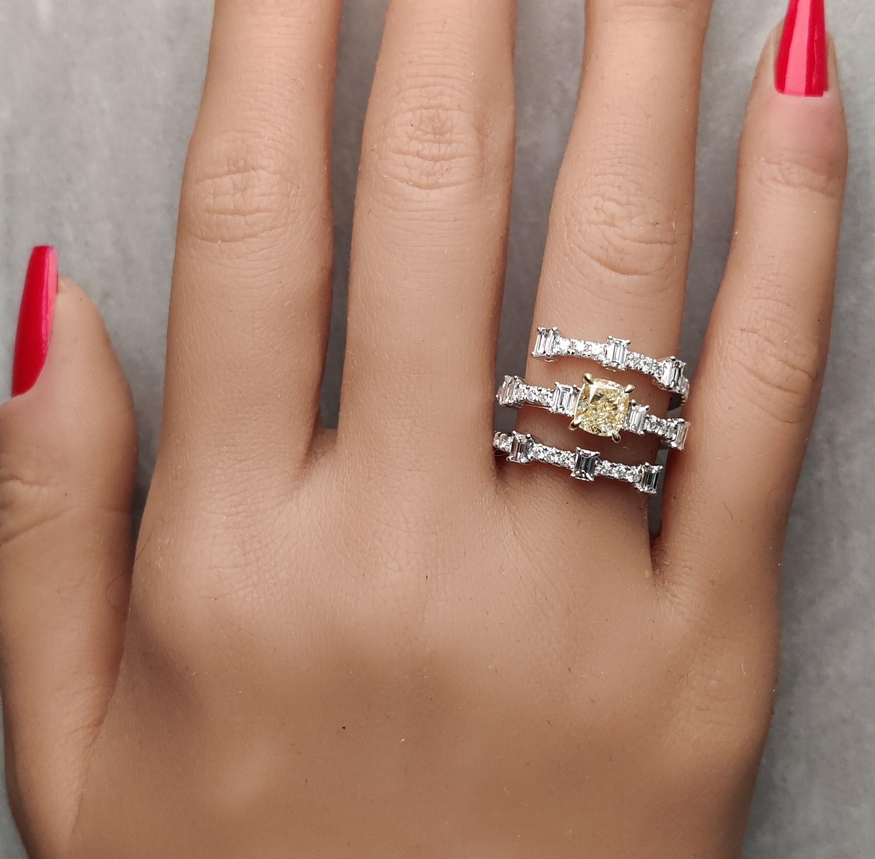 GIA Certified Natural Yellow Cushion Diamond 2.28 Carat TW Gold Cocktail Ring In New Condition For Sale In New York, NY