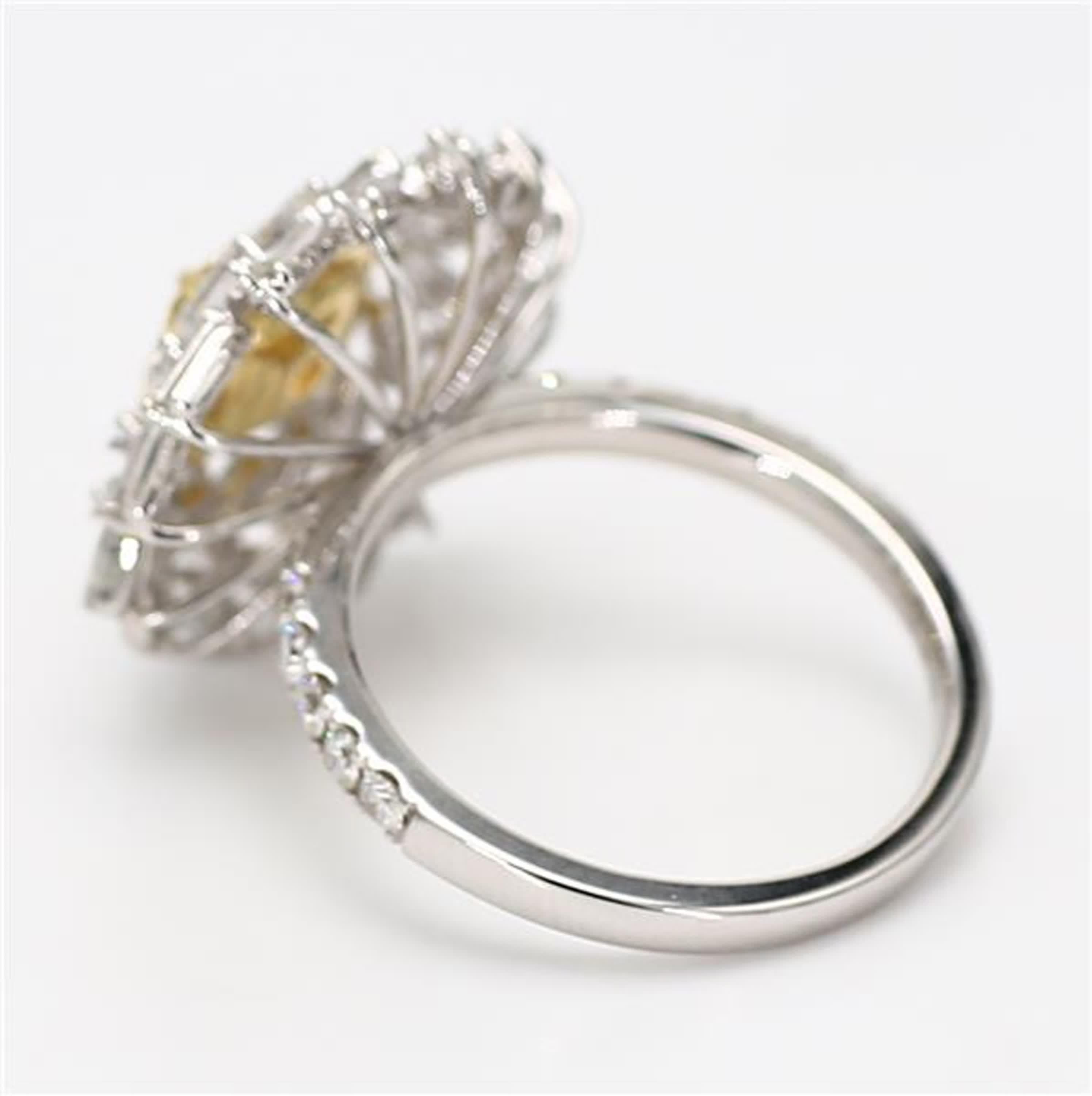 Contemporary GIA Certified Natural Yellow Cushion Diamond 2.43 Carat TW Gold Cocktail Ring For Sale