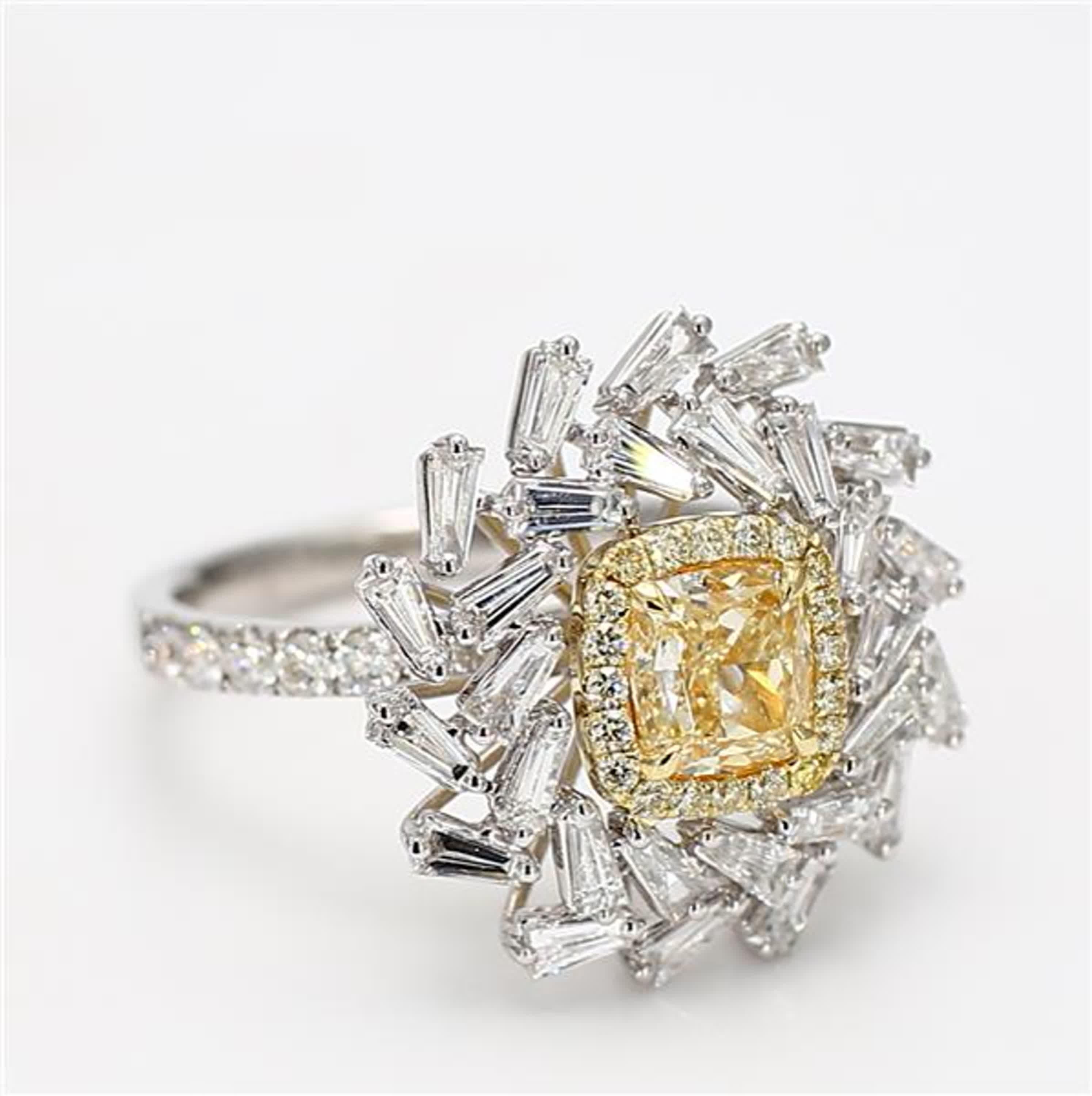 Women's GIA Certified Natural Yellow Cushion Diamond 2.43 Carat TW Gold Cocktail Ring For Sale