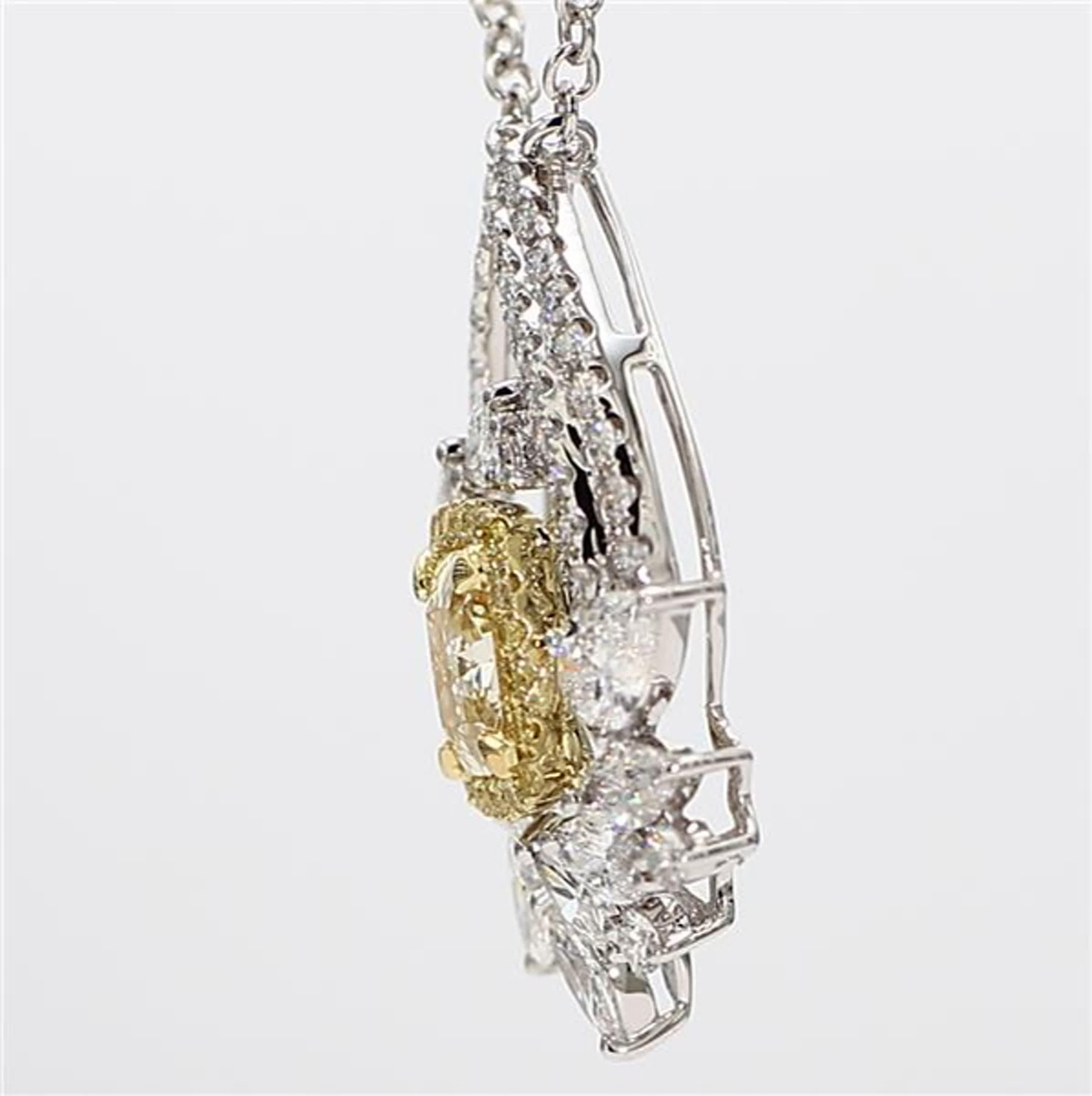Contemporary GIA Certified Natural Yellow Cushion Diamond 2.66 Carat Gold Drop Necklace For Sale