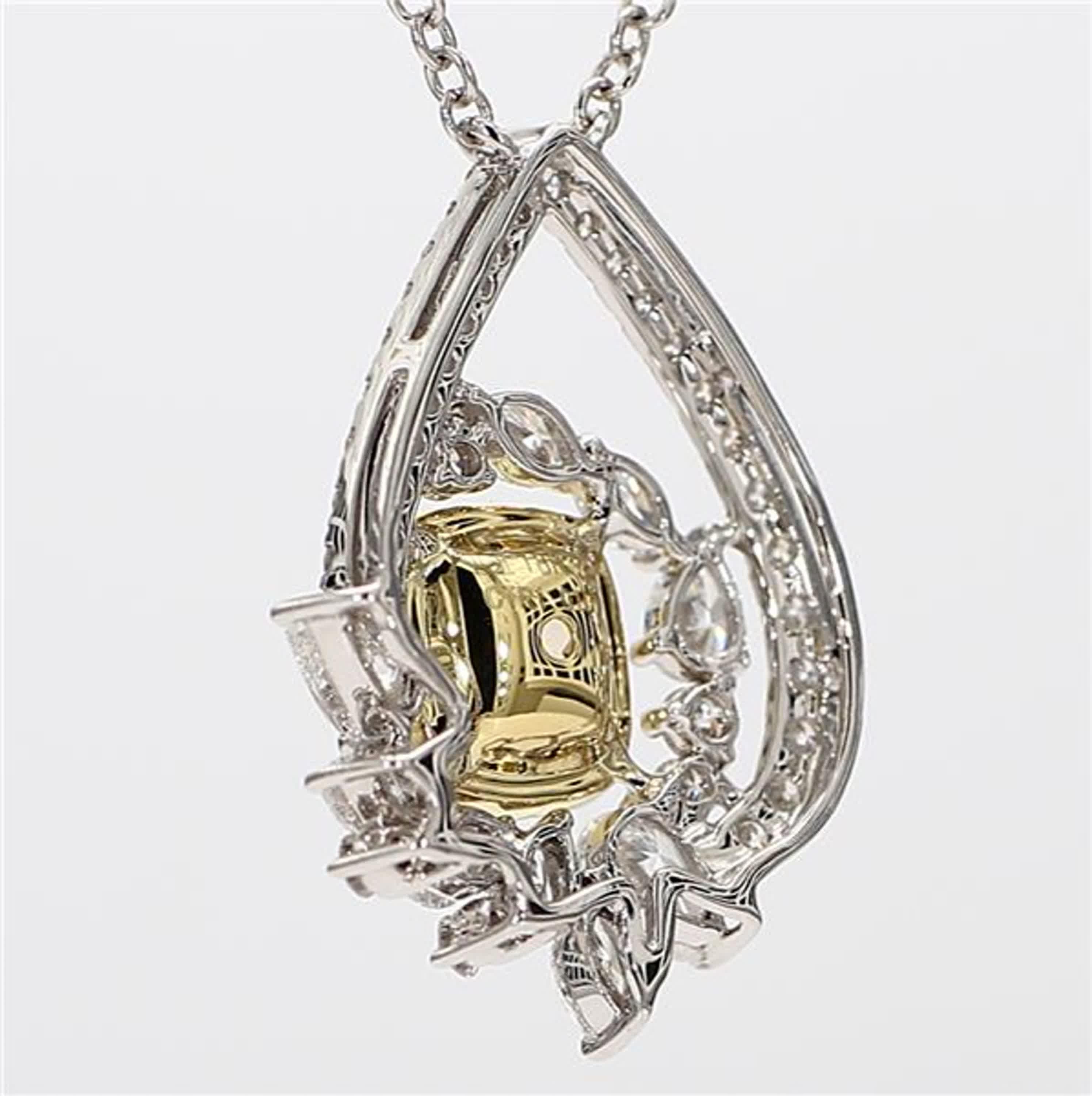 Cushion Cut GIA Certified Natural Yellow Cushion Diamond 2.66 Carat Gold Drop Necklace For Sale