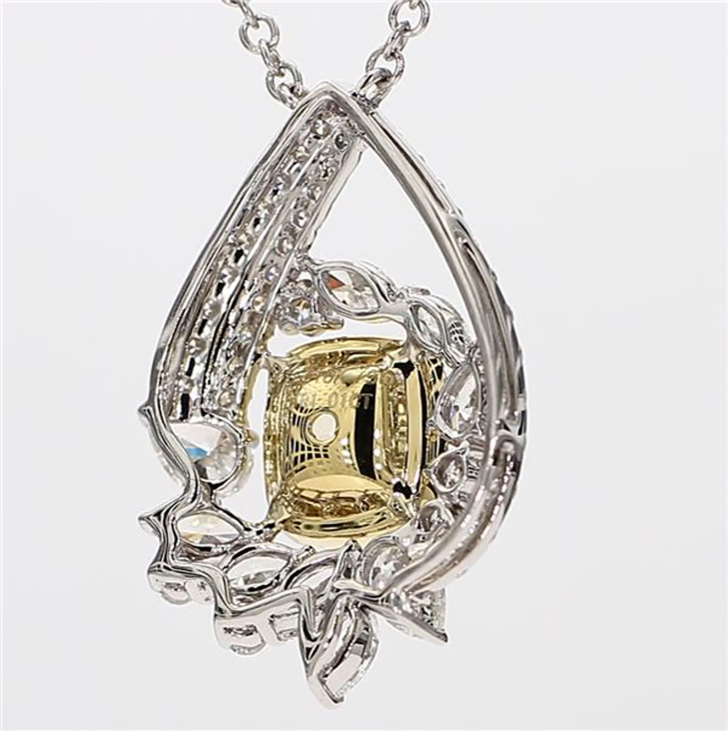 GIA Certified Natural Yellow Cushion Diamond 2.66 Carat Gold Drop Necklace In New Condition For Sale In New York, NY