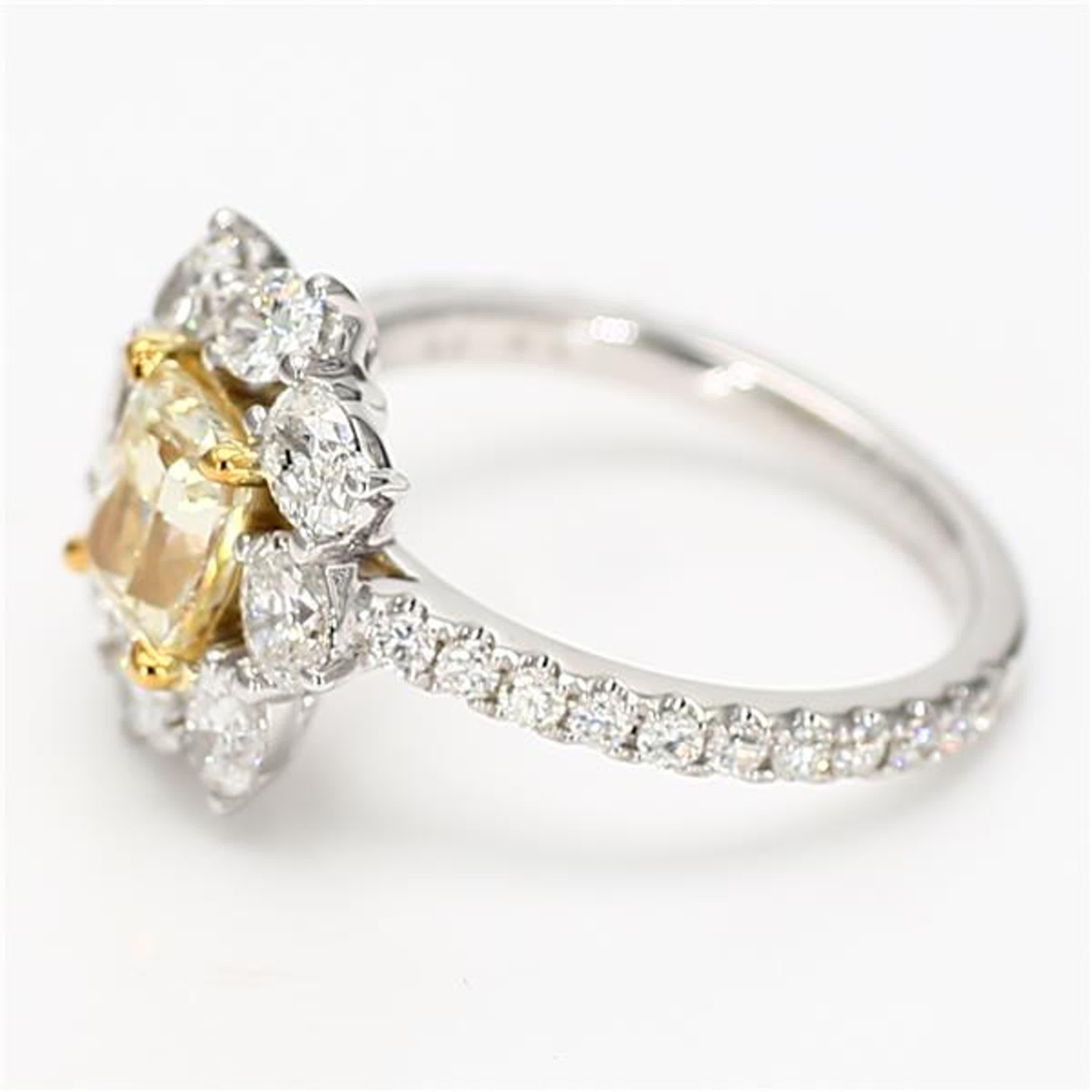 Cushion Cut GIA Certified Natural Yellow Cushion Diamond 2.66 Carat TW Gold Cocktail Ring For Sale