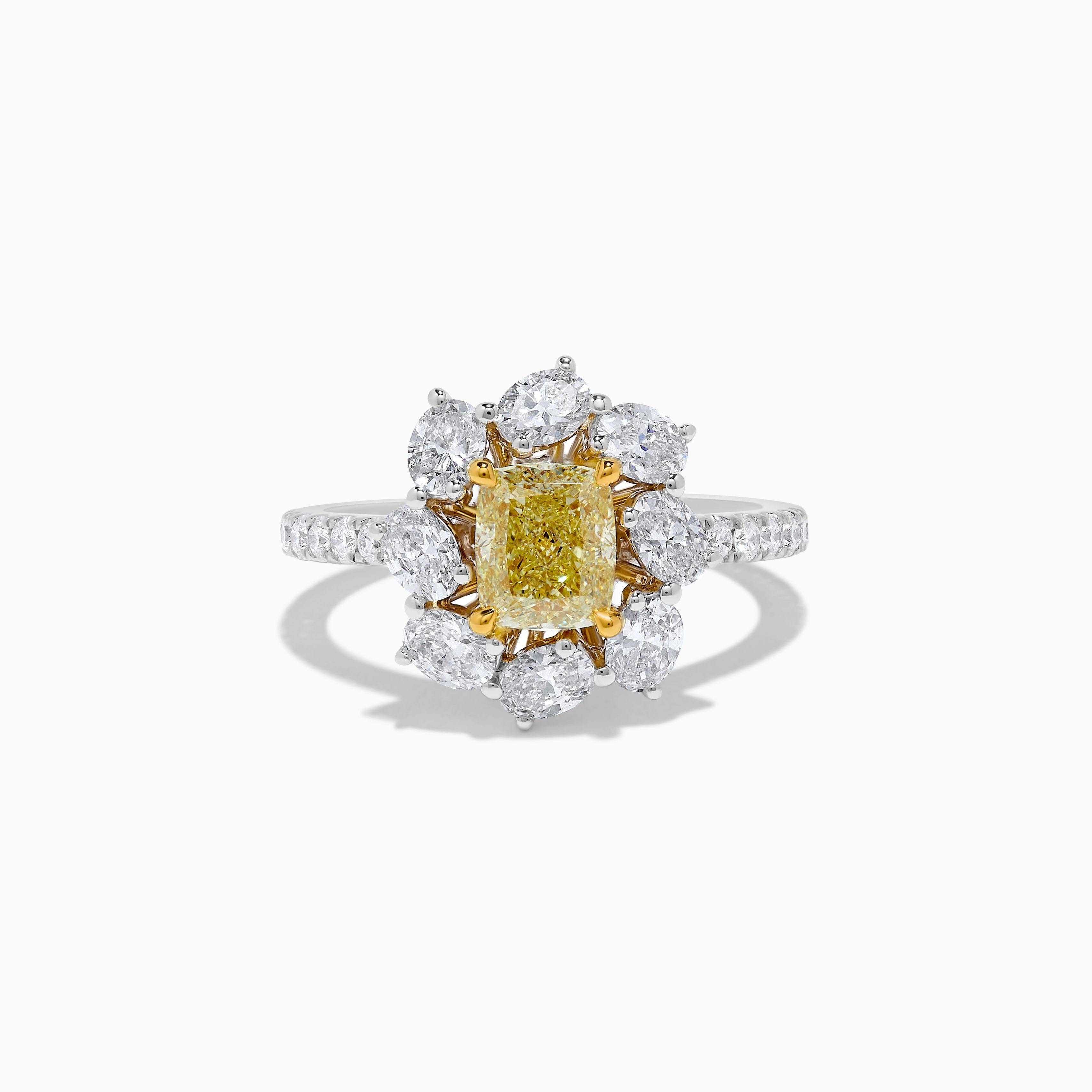 Contemporary GIA Certified Natural Yellow Cushion Diamond 2.66 Carat TW Gold Cocktail Ring