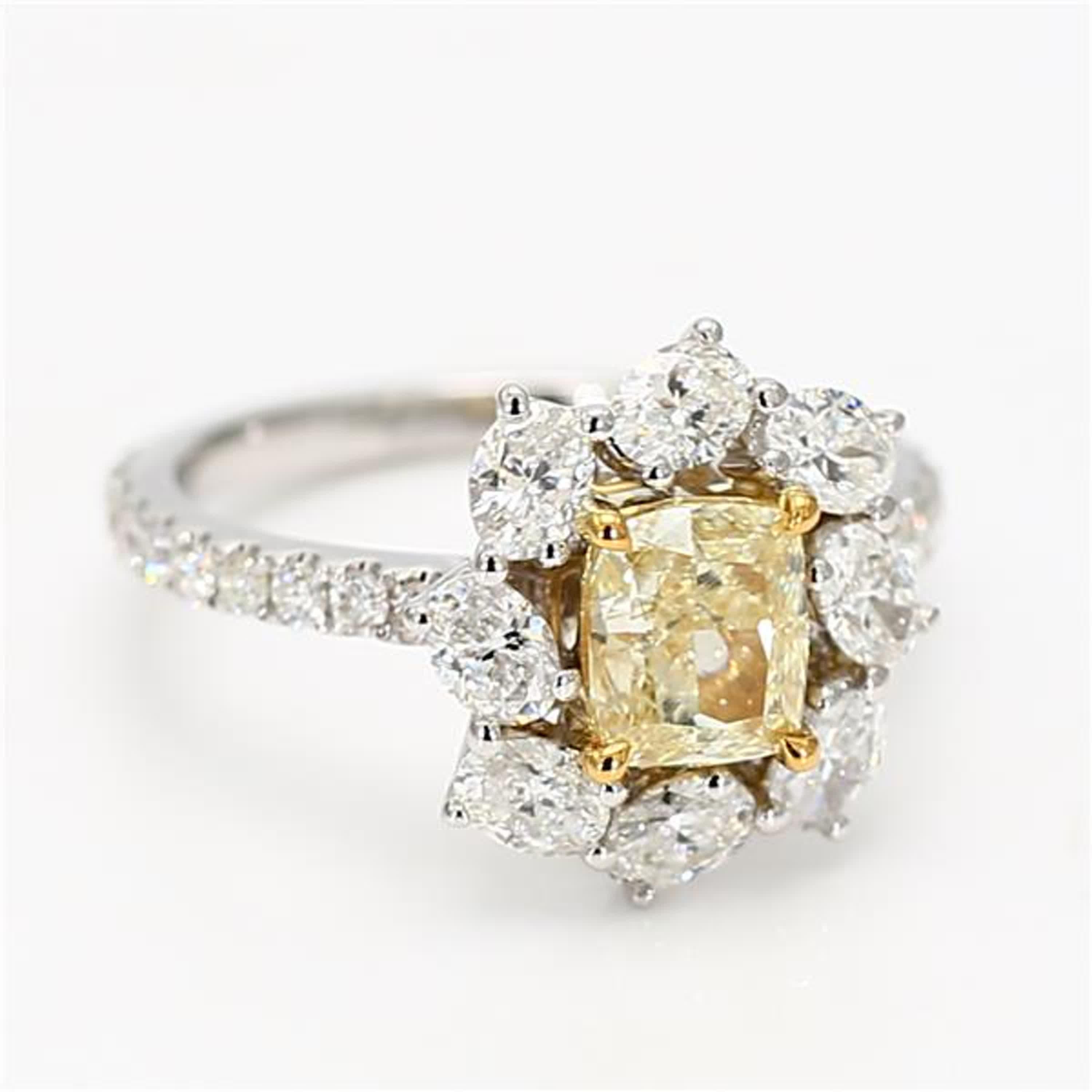 GIA Certified Natural Yellow Cushion Diamond 2.66 Carat TW Gold Cocktail Ring For Sale 2