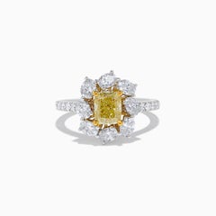 GIA-zertifizierter natürlicher gelber Diamant im Kissenschliff 2.66 Karat TW Gold Cocktail-Ring