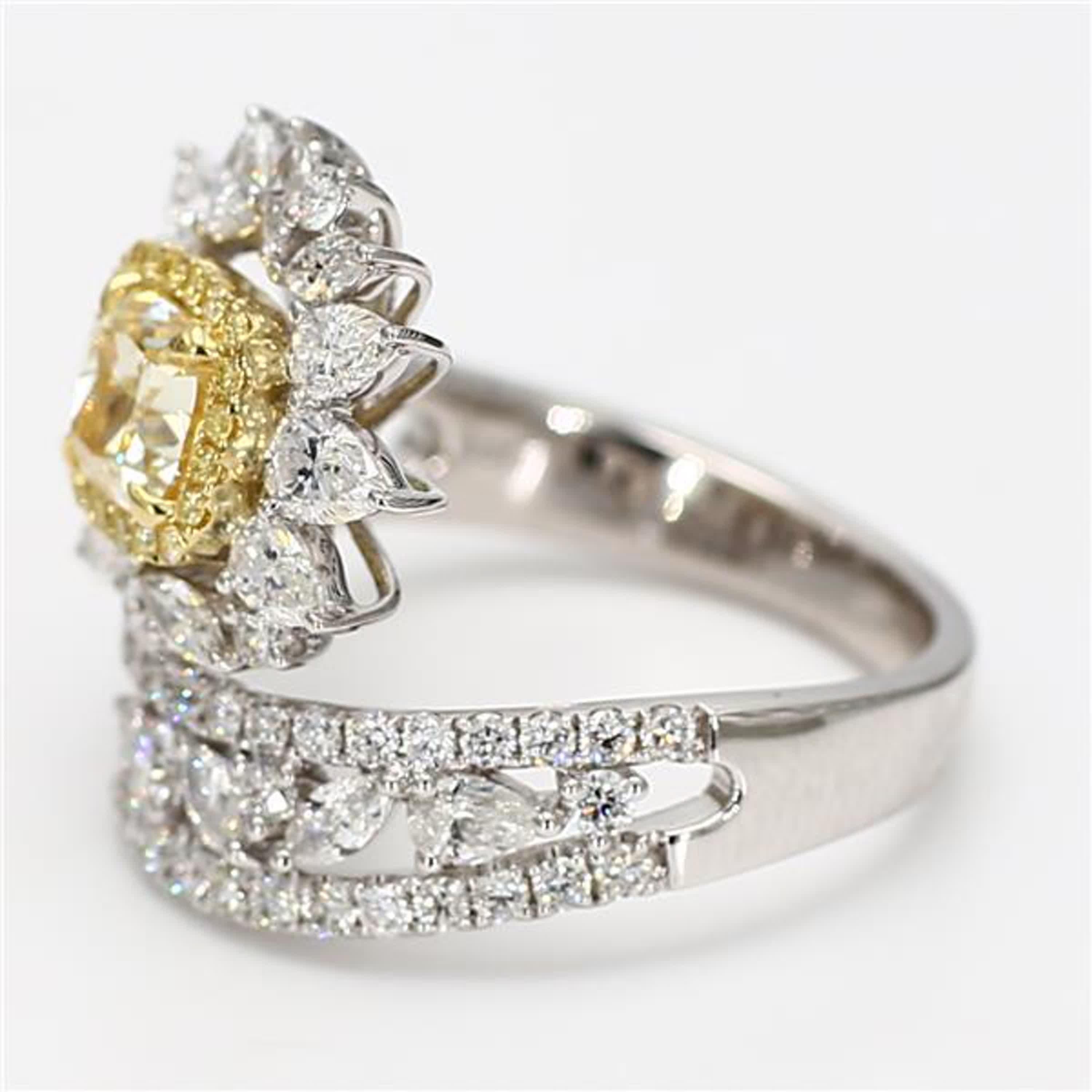 Contemporary GIA Certified Natural Yellow Cushion Diamond 2.79 Carat TW Gold Cocktail Ring For Sale