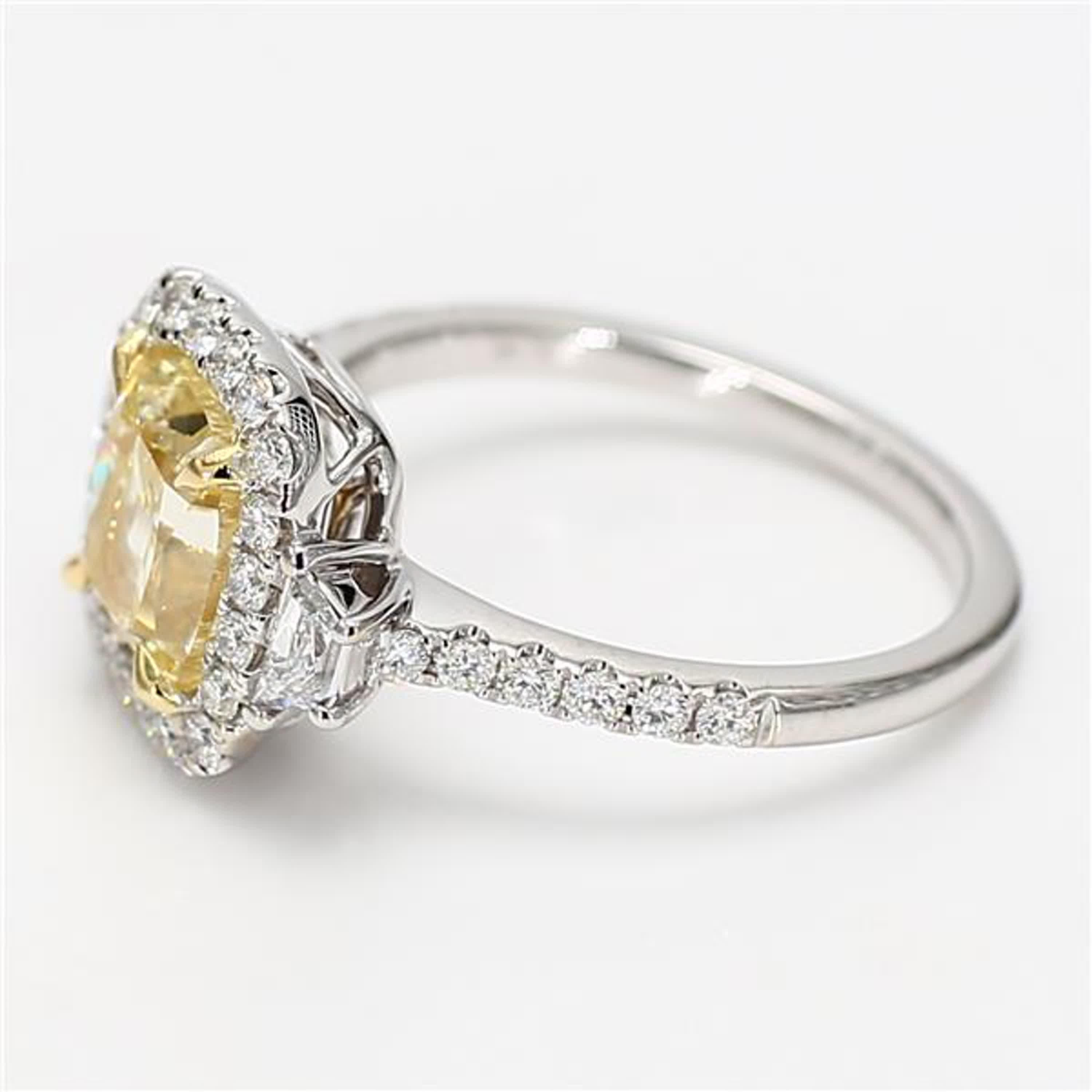 Contemporary GIA Certified Natural Yellow Cushion Diamond 3.04 Carat TW Gold Cocktail Ring For Sale