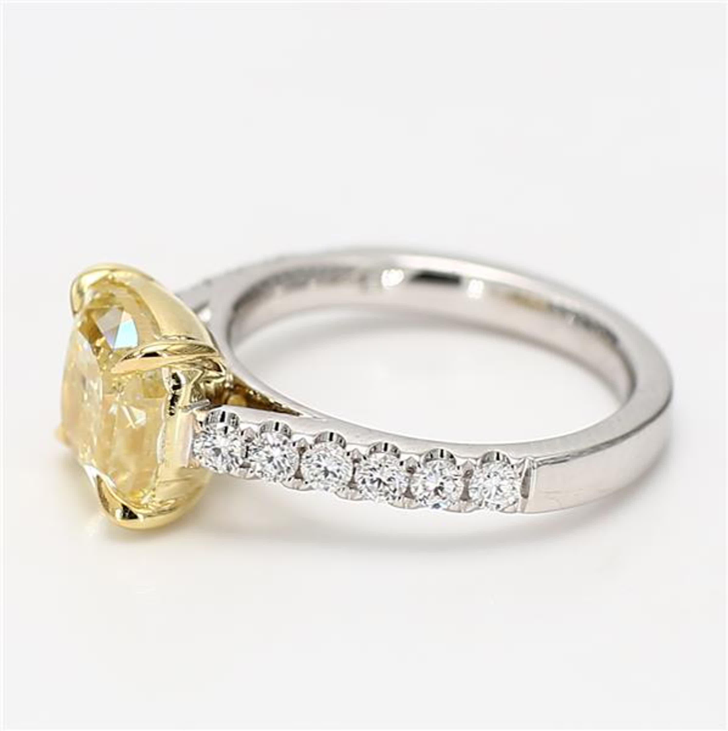 Contemporary GIA Certified Natural Yellow Cushion Diamond 4.55 Carat TW Gold Cocktail Ring For Sale