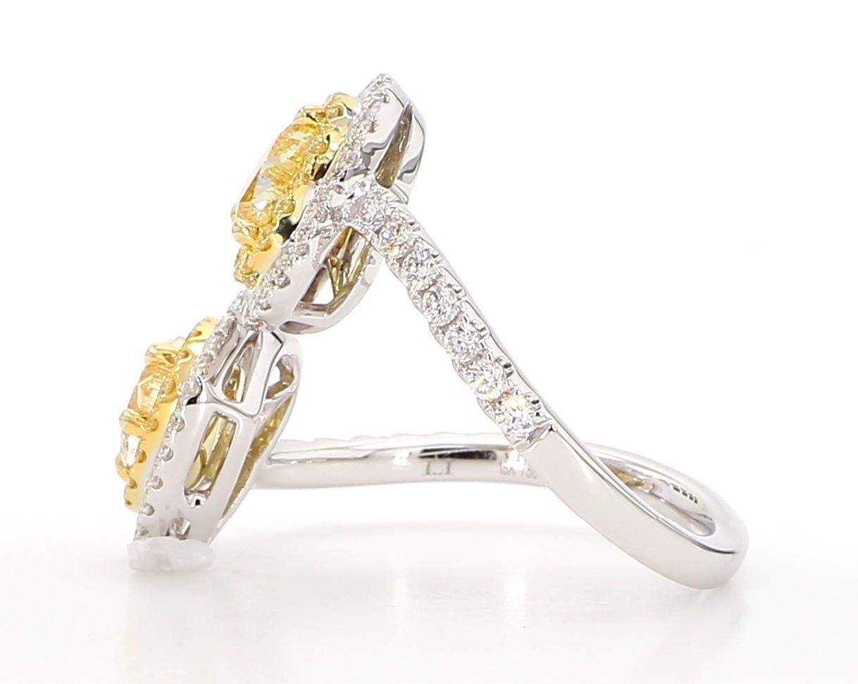 Heart Cut GIA Certified Natural Yellow Heart Diamond 1.91 Carat TW Gold Cocktail Ring For Sale