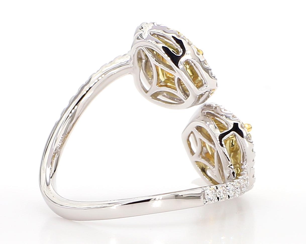 Women's GIA Certified Natural Yellow Heart Diamond 1.91 Carat TW Gold Cocktail Ring For Sale