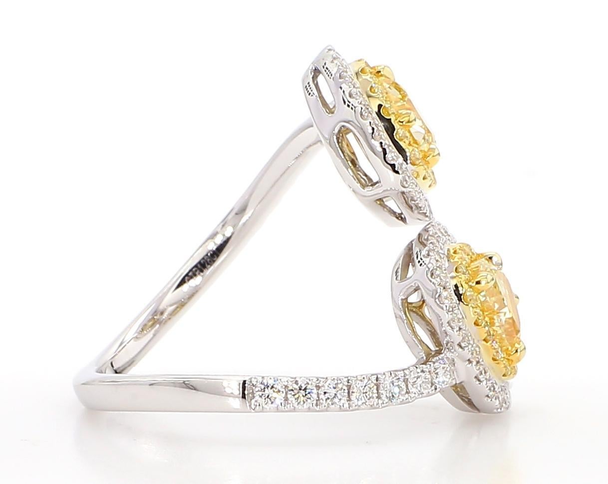 GIA Certified Natural Yellow Heart Diamond 1.91 Carat TW Gold Cocktail Ring For Sale 1
