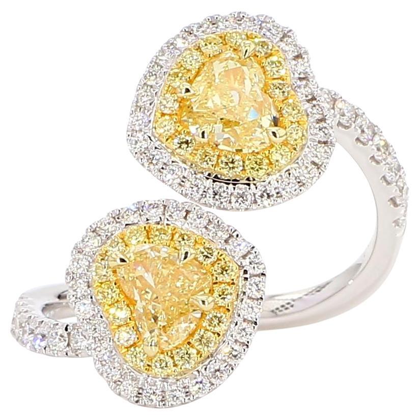 GIA Certified Natural Yellow Heart Diamond 1.91 Carat TW Gold Cocktail Ring For Sale
