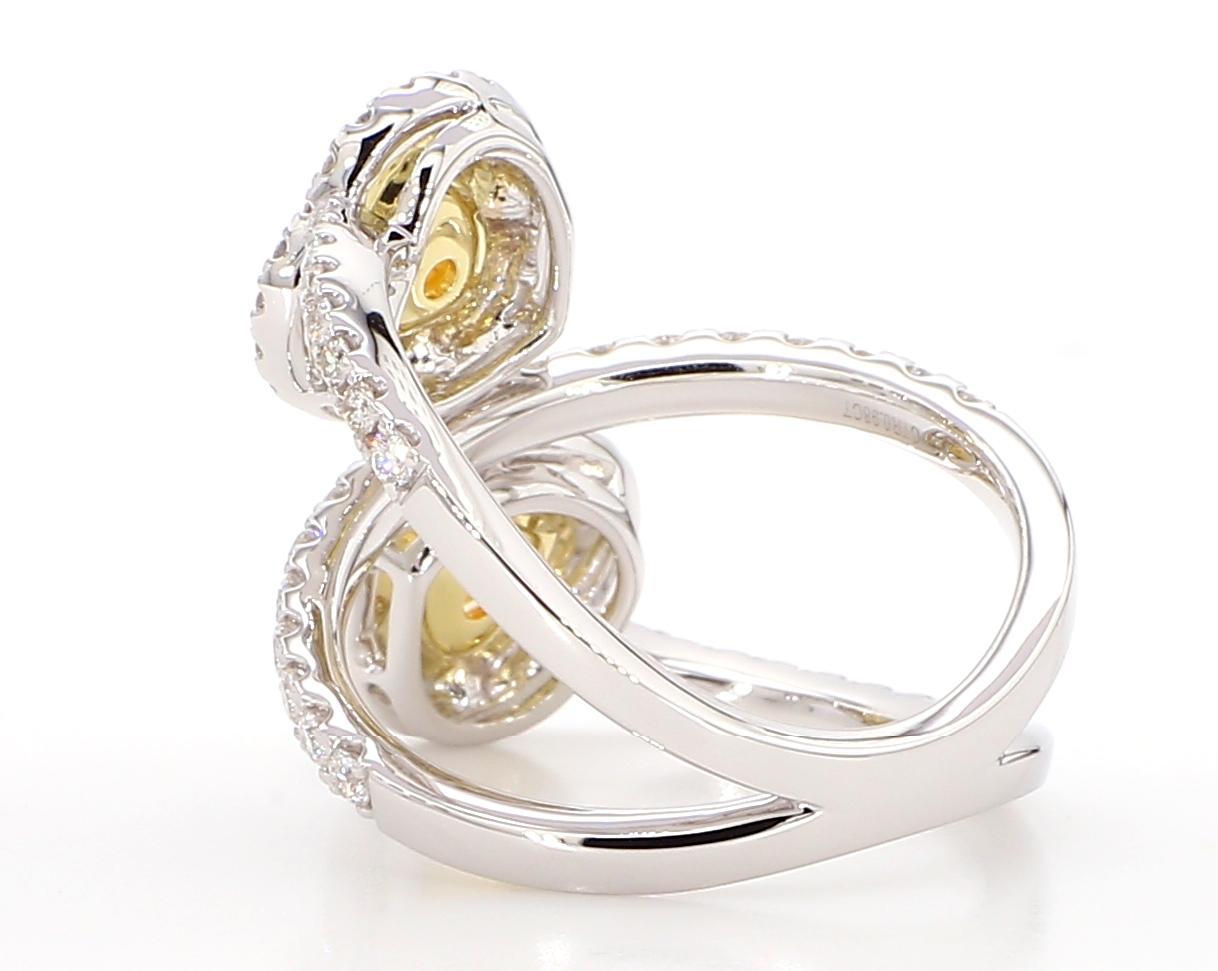 Heart Cut GIA Certified Natural Yellow Heart Diamond 1.94 Carat TW Gold Cocktail Ring For Sale