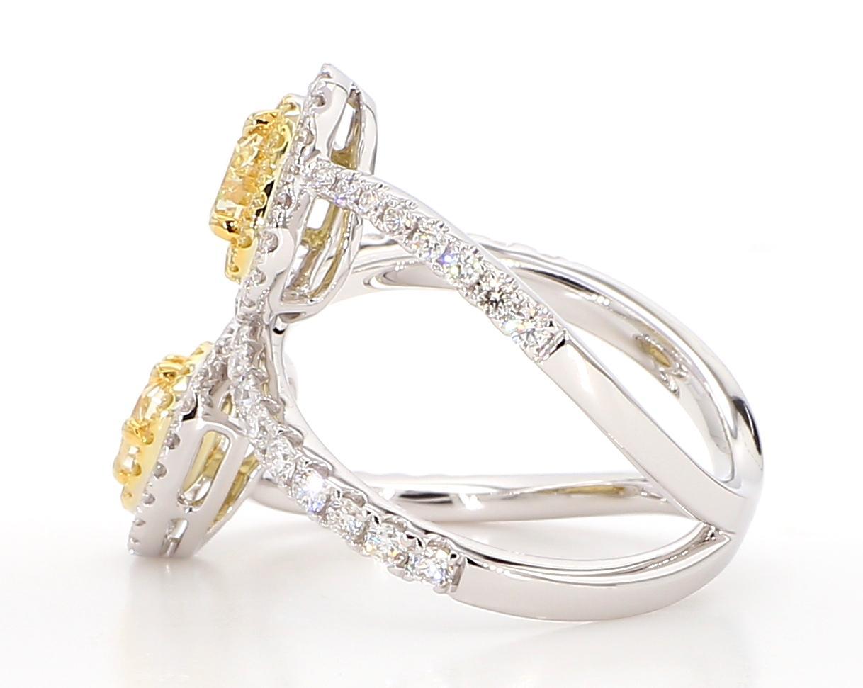 GIA Certified Natural Yellow Heart Diamond 1.94 Carat TW Gold Cocktail Ring In New Condition For Sale In New York, NY