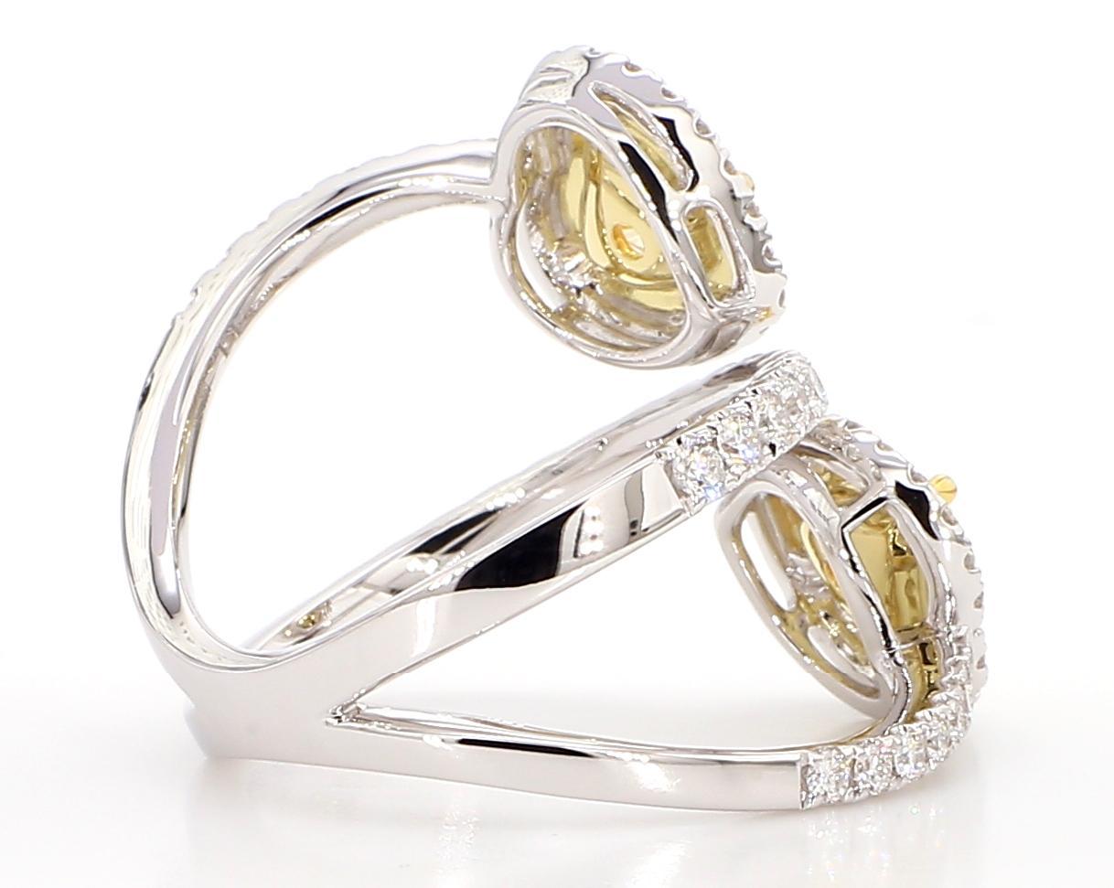GIA Certified Natural Yellow Heart Diamond 1.94 Carat TW Gold Cocktail Ring For Sale 1