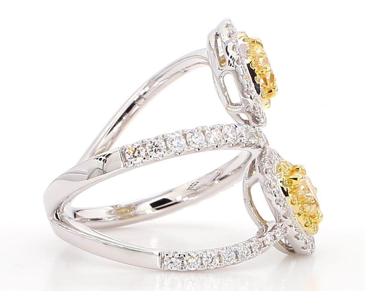 GIA Certified Natural Yellow Heart Diamond 1.94 Carat TW Gold Cocktail Ring For Sale 2