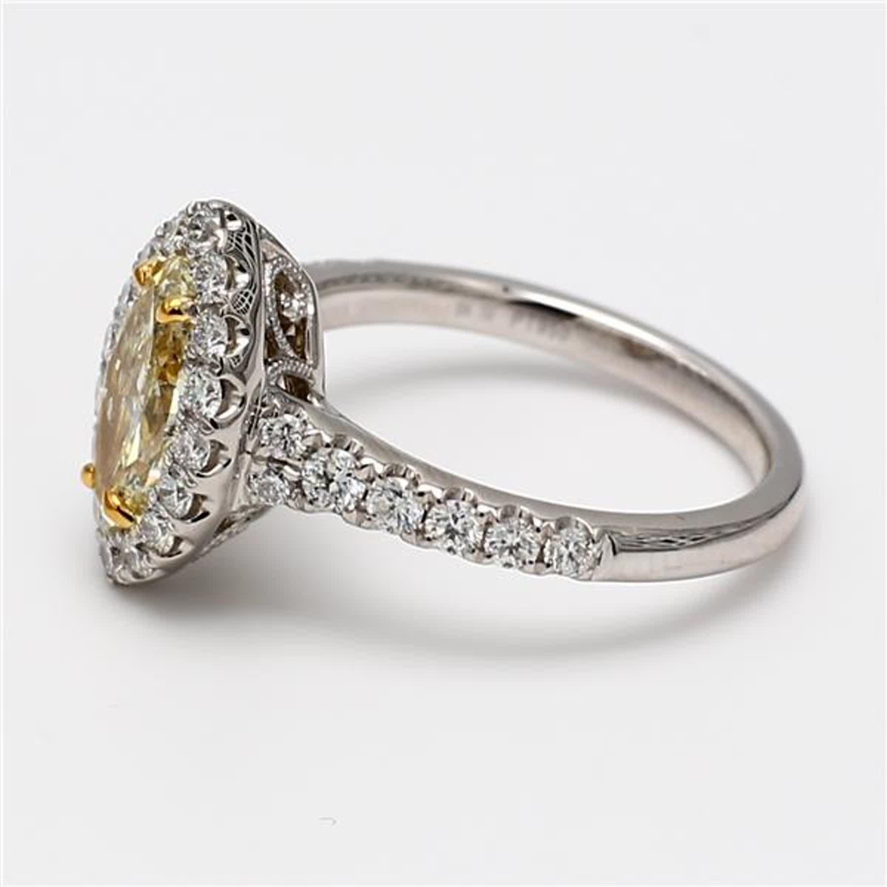 GIA-zertifizierter natürlicher gelber Marquise- und weißer Diamant 1,71 Karat TW Platinring (Zeitgenössisch)