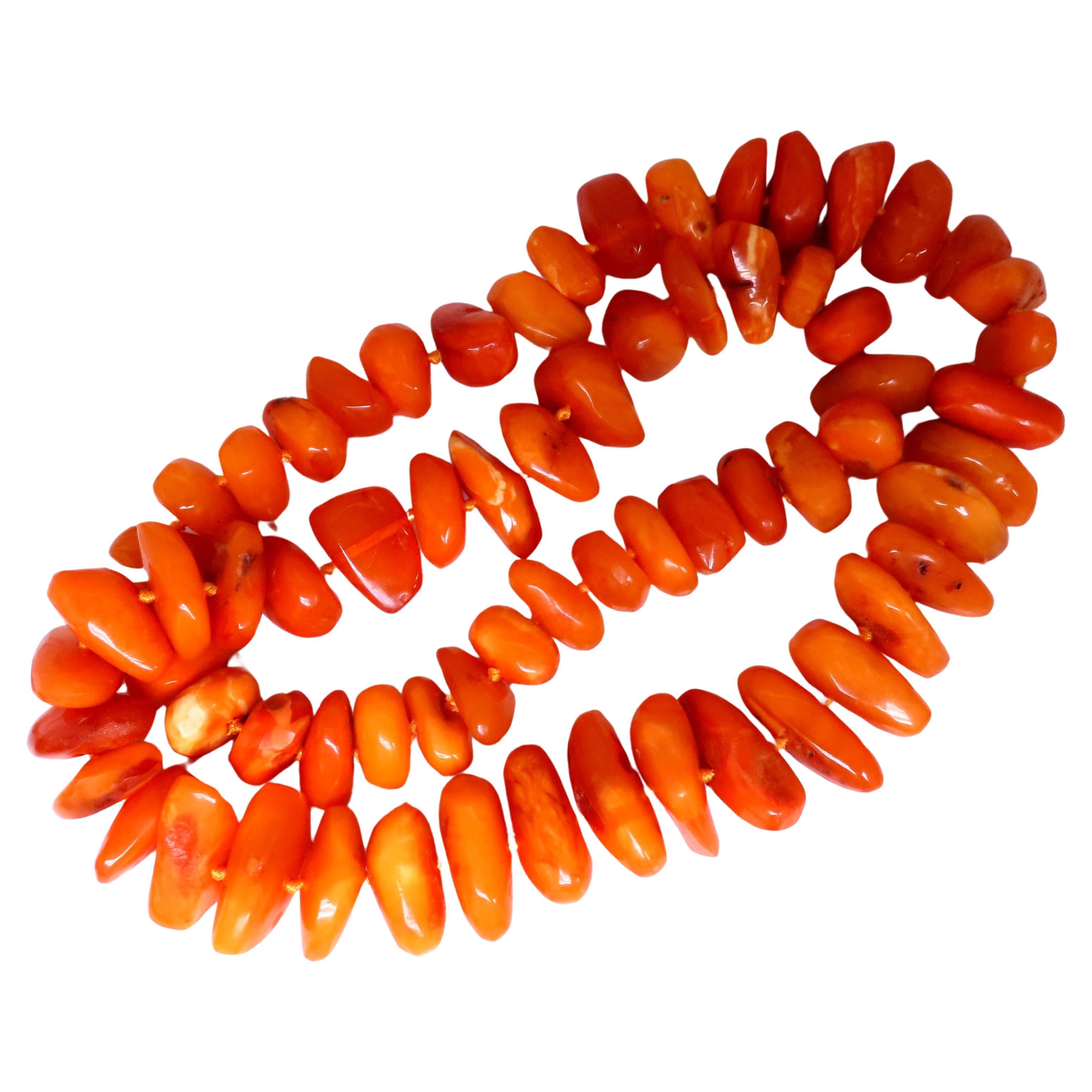 GIA Certified Natural Yellow Orange Amber Bead Necklace 12416
