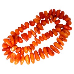 GIA Certified Natural Yellow Orange Amber Bead Necklace 12416