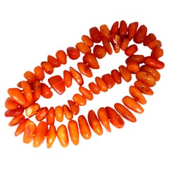 GIA Certified Natural Yellow Orange Amber Bead Necklace 12416*