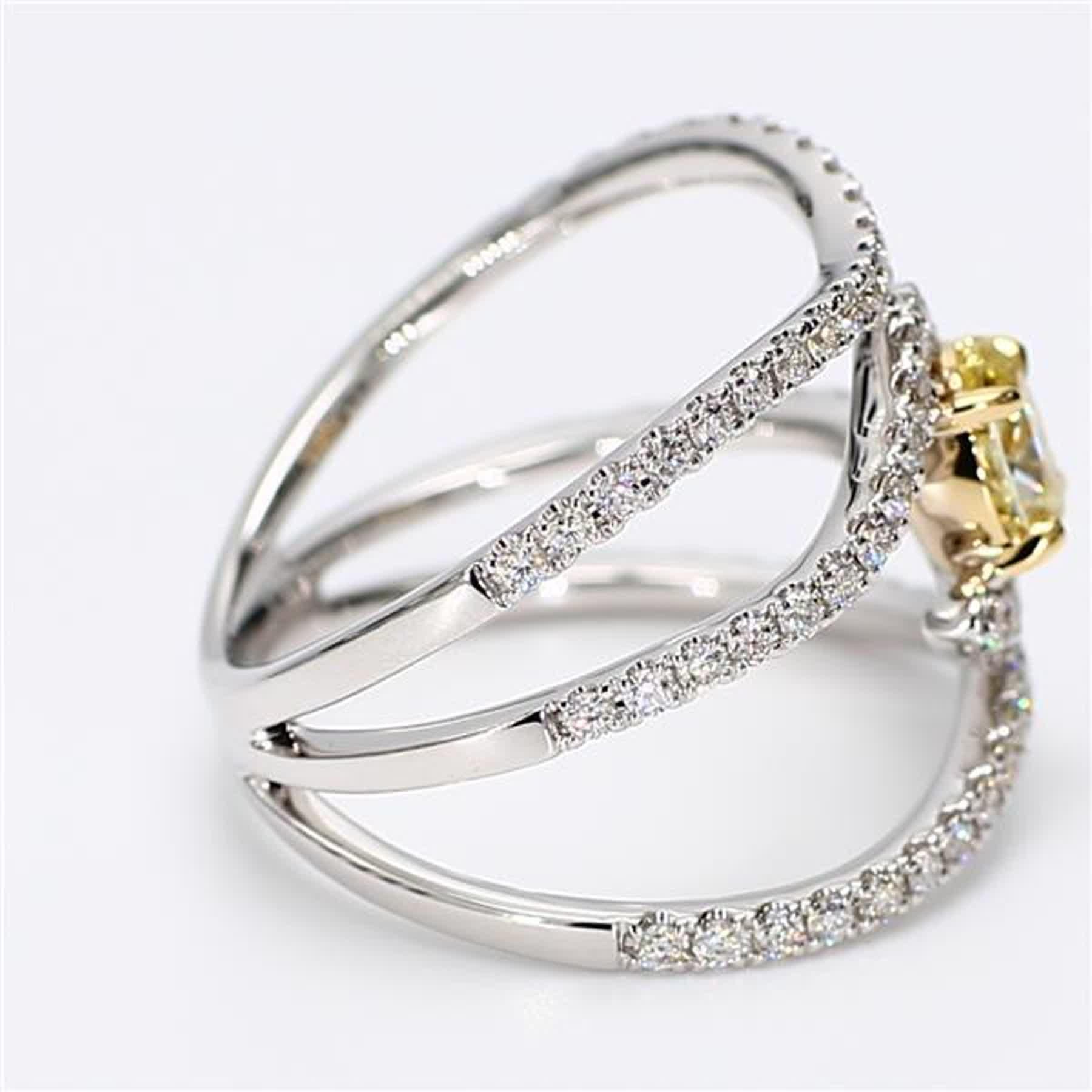 GIA-zertifizierter natürlicher gelber ovaler und weißer Diamant 1.27 Karat TW Goldring Damen im Angebot
