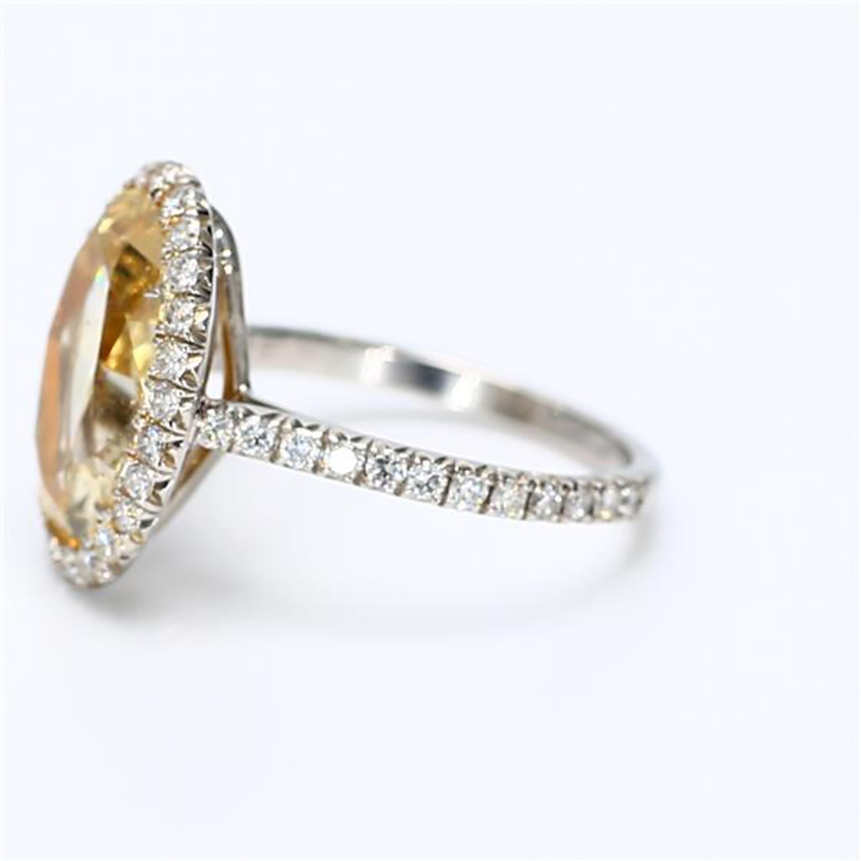 GIA-zertifizierter natürlicher gelber ovaler und weißer Diamant 5.68 Karat TW Platinring (Zeitgenössisch)