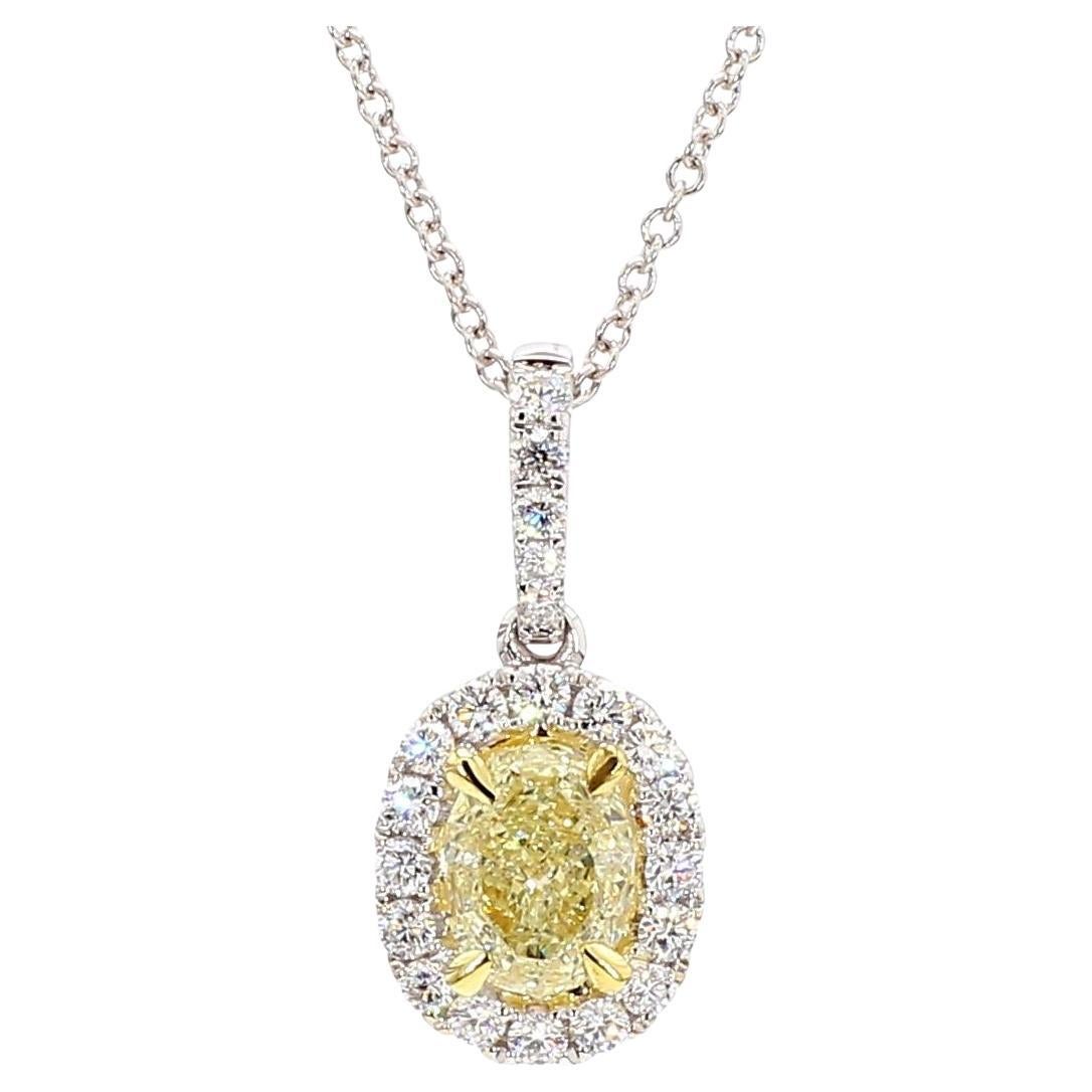 Colgante de gota de oro con diamante ovalado amarillo natural certificado por GIA de 1.05 quilates TW