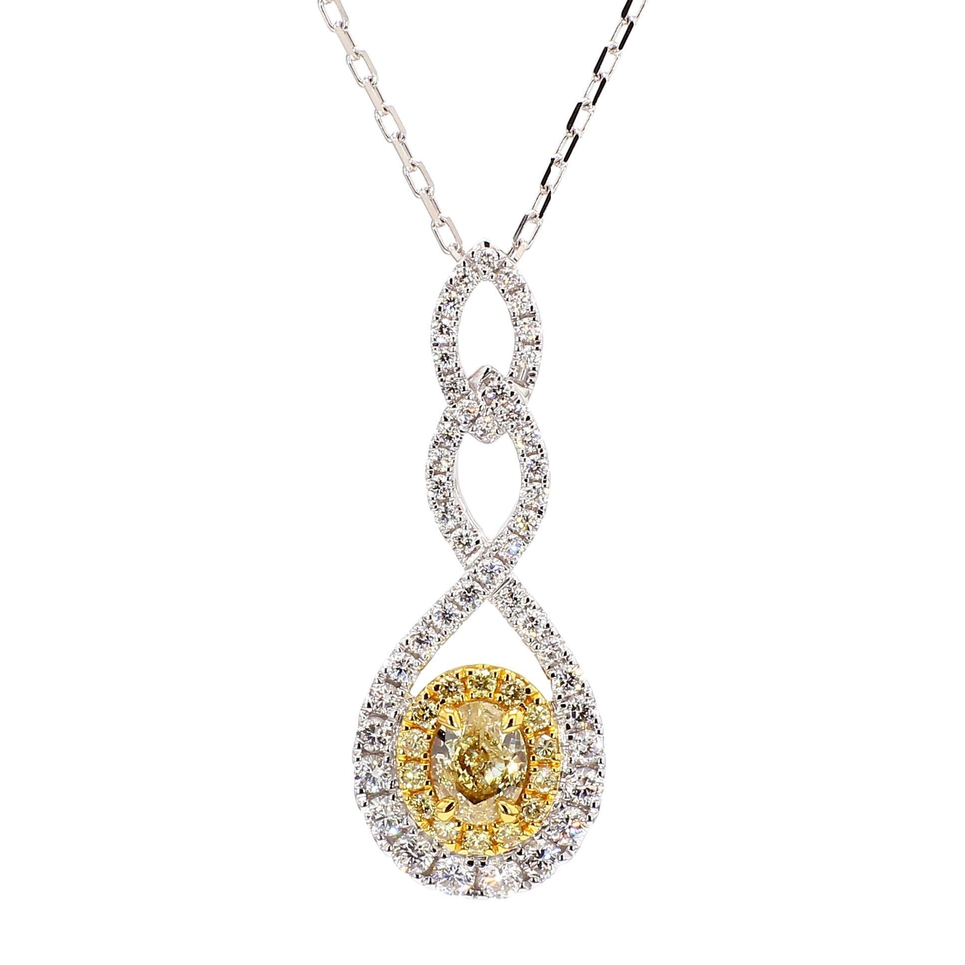 Contemporain Pendentif en or jaune naturel avec diamant ovale de 1.27 carats poids total certifié par le GIA en vente