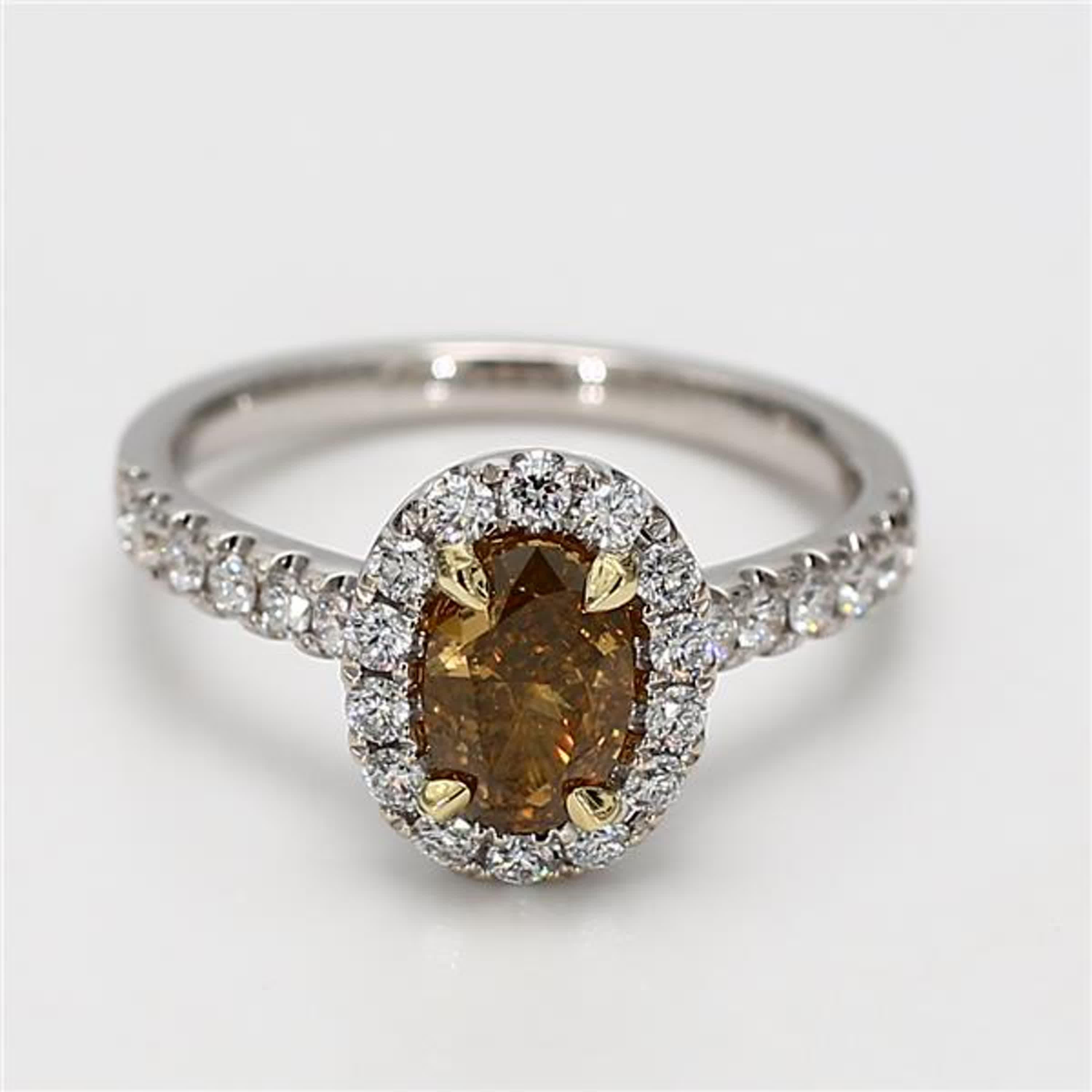 Contemporary GIA Certified Natural Yellow Oval Diamond 1.50 Carat TW Gold Cocktail Ring