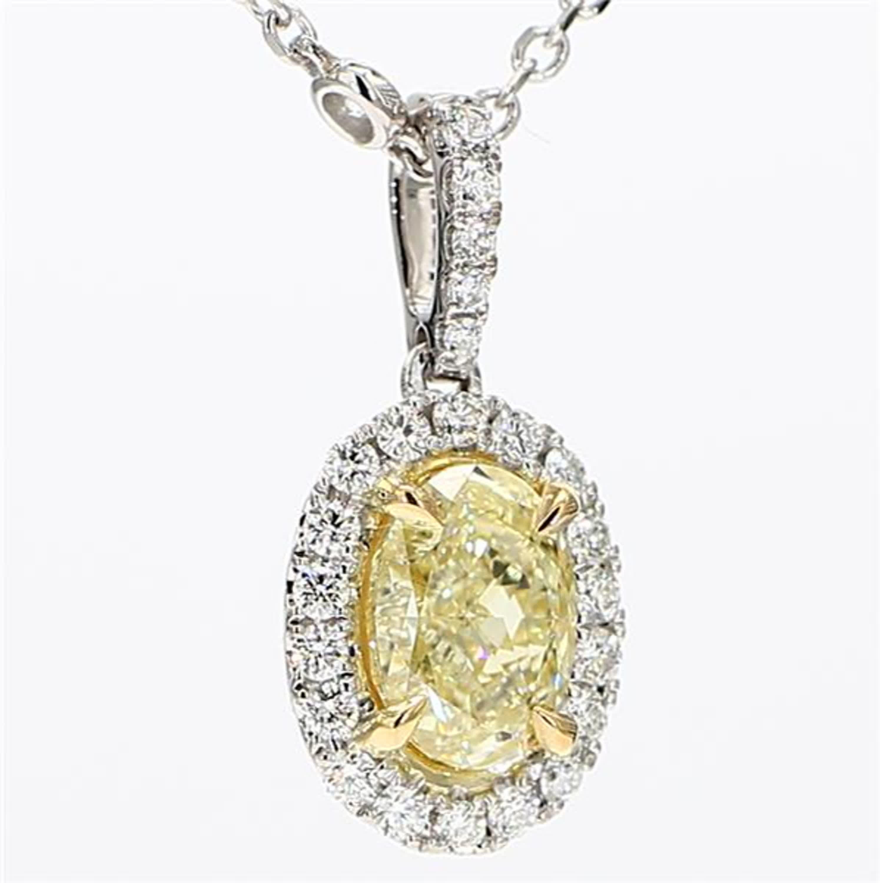 GIA Certified Natural Yellow Oval Diamond 2.37 Carat TW Gold Drop Pendant For Sale 1
