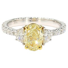GIA-zertifizierter natürlicher gelber ovaler Diamant 2.42 Karat TW Gold Cocktail-Ring