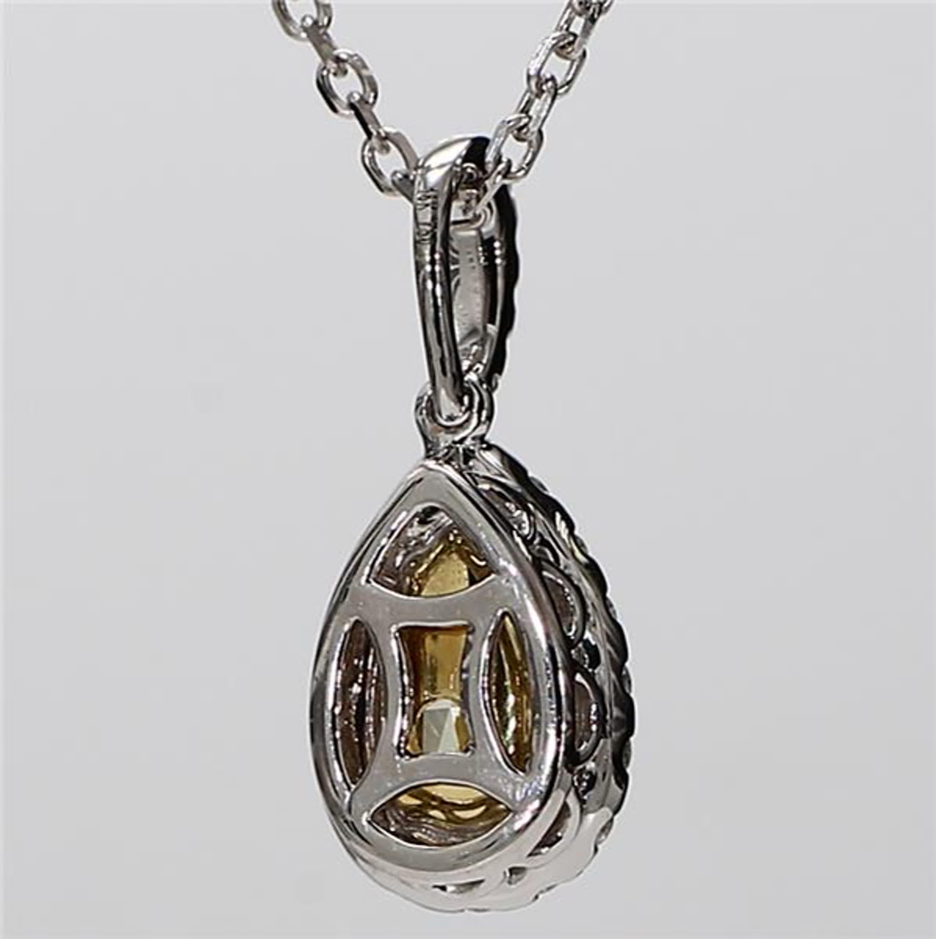 GIA Certified Natural Yellow Pear and White Diamond 1.32 Carat TW Gold Pendant In New Condition For Sale In New York, NY