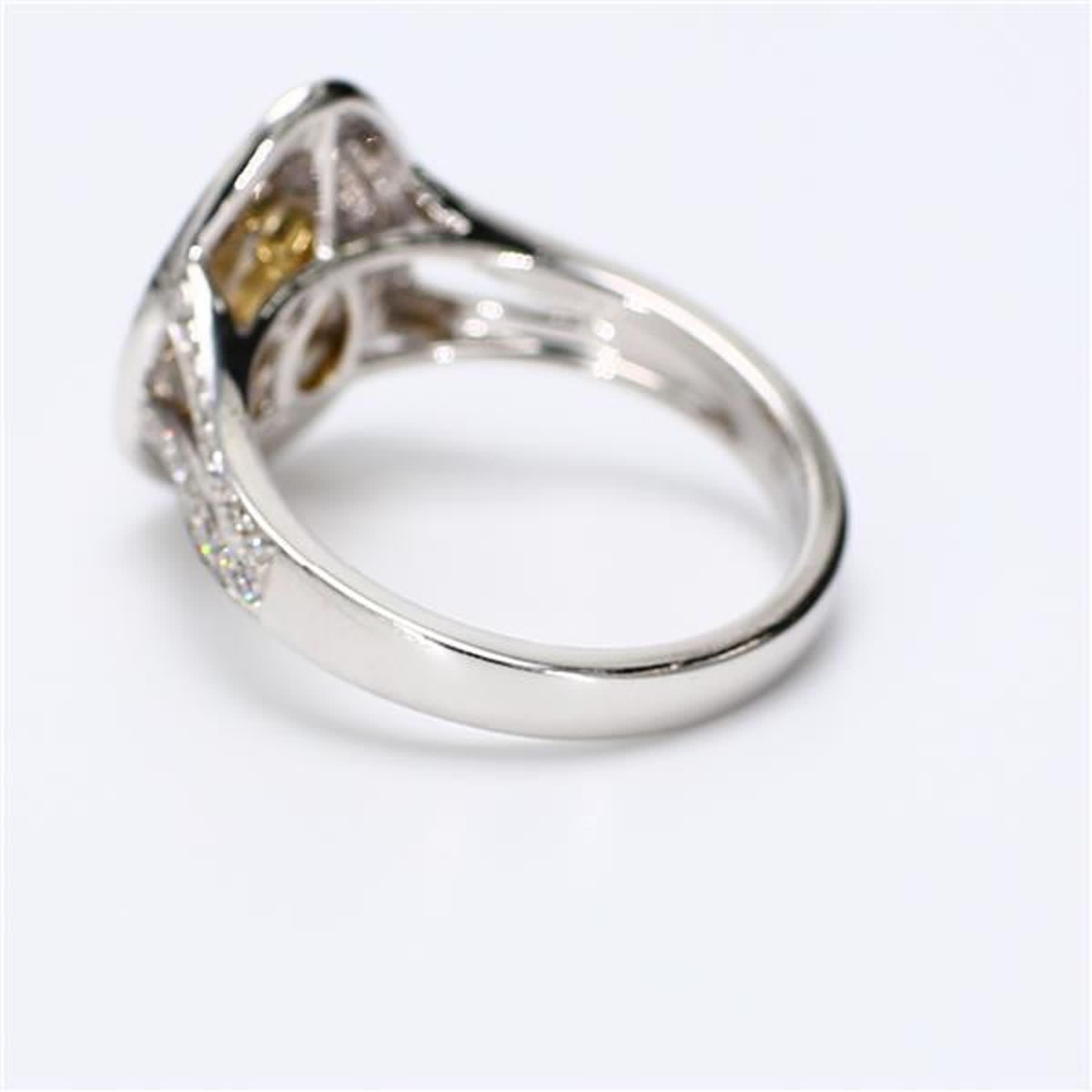 GIA Certified Natural Yellow Pear and White Diamond 1.57 Carat TW Gold Ring In New Condition For Sale In New York, NY