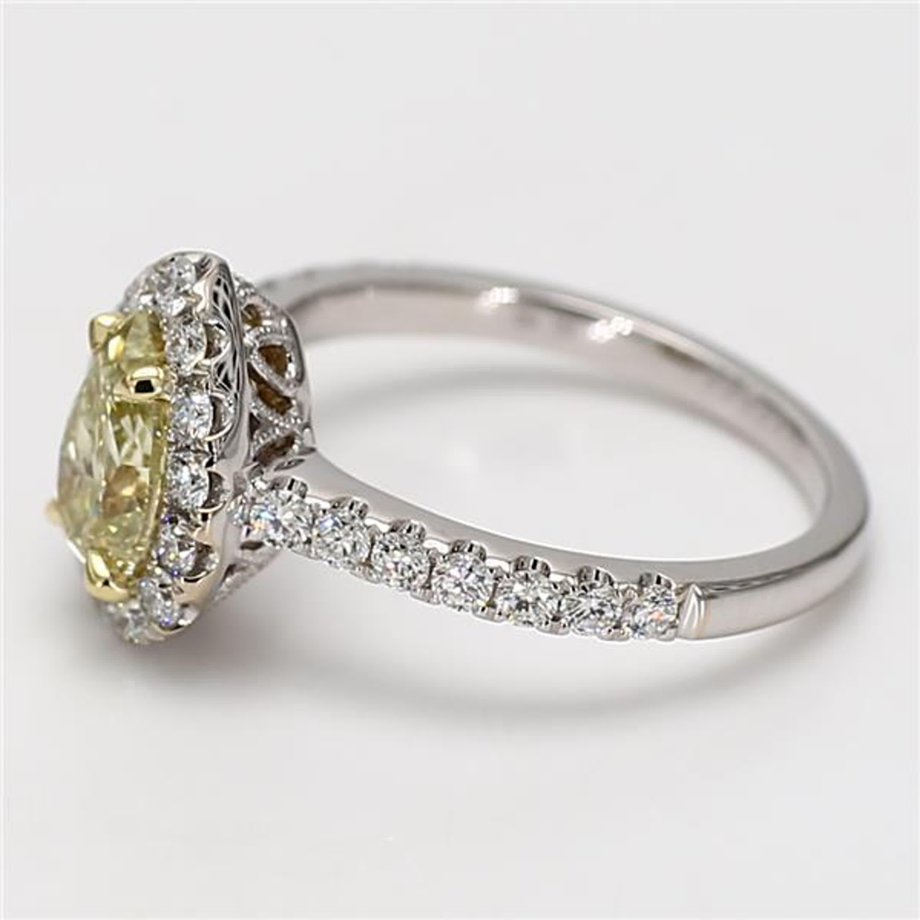 Contemporary GIA Certified Natural Yellow Pear Diamond 1.62 Carat TW Gold Cocktail Ring