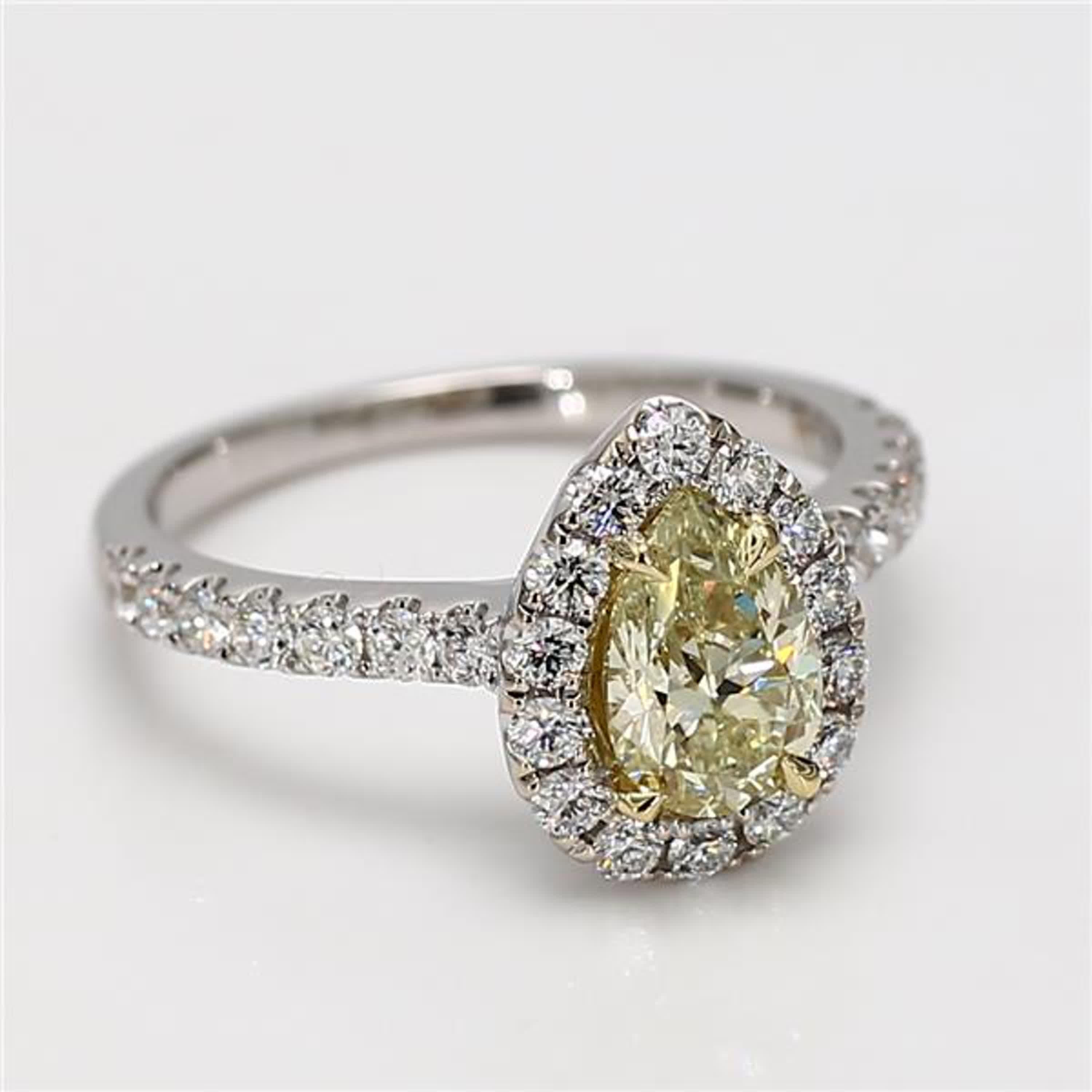 GIA Certified Natural Yellow Pear Diamond 1.62 Carat TW Gold Cocktail Ring 1