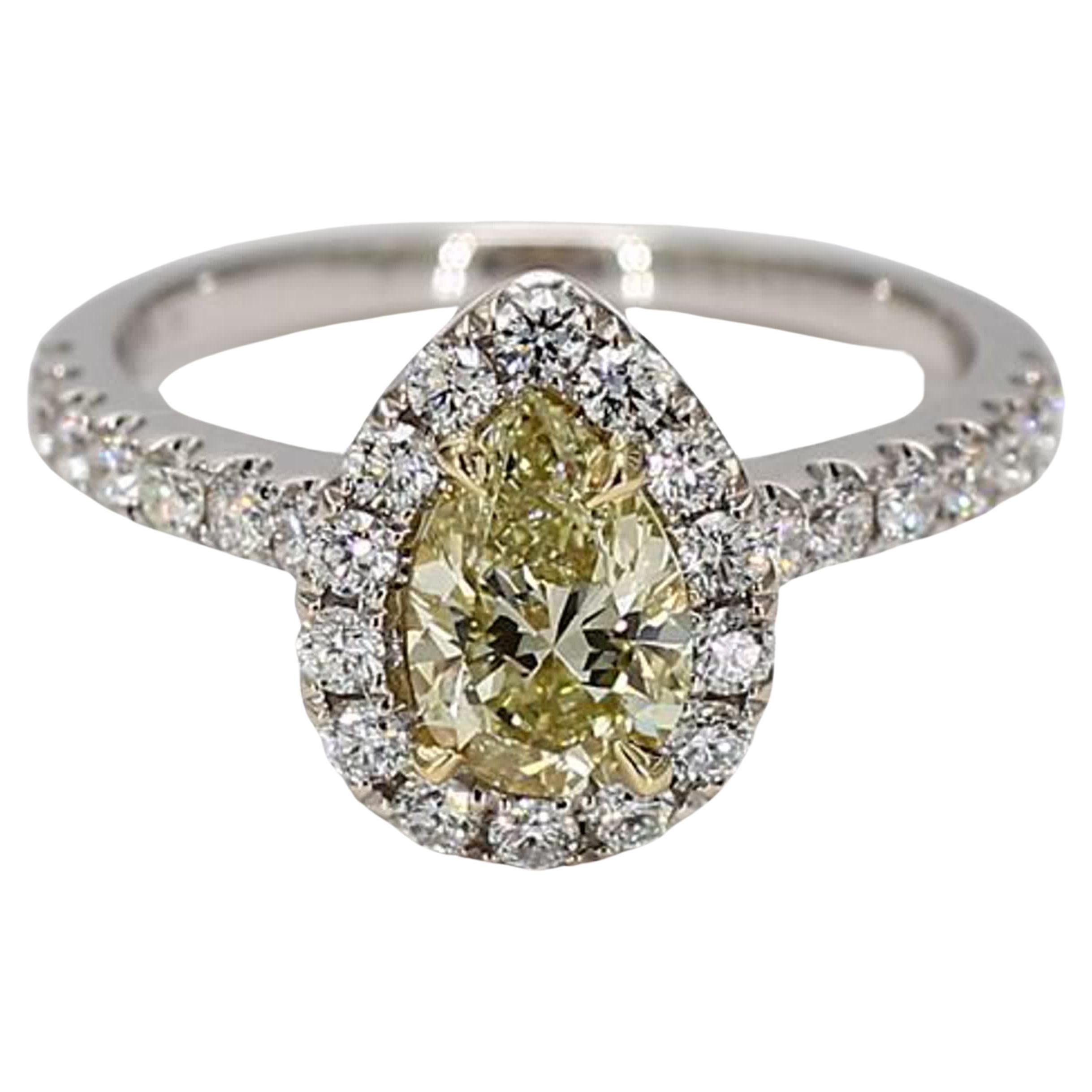 Bague cocktail en or jaune poire certifiée GIA de 1,62 carat poids total