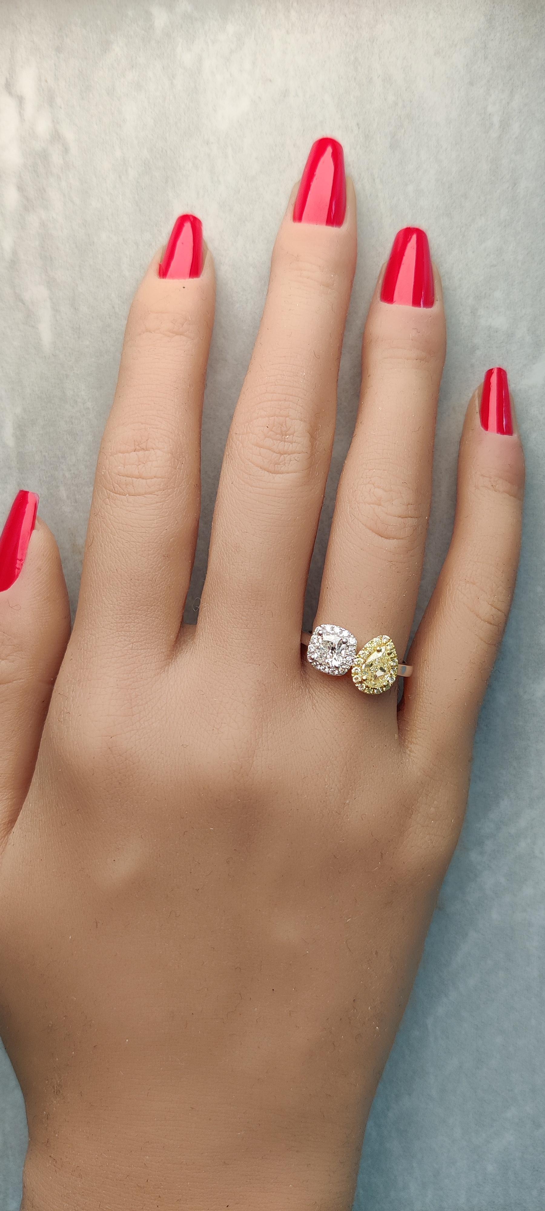 GIA Certified Natural Yellow Pear Diamond 1.78 Carat TW Cocktail Ring In New Condition For Sale In New York, NY