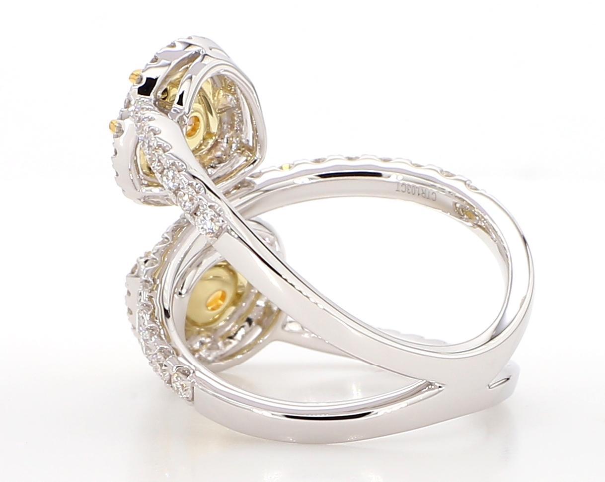 GIA Certified Natural Yellow Pear Diamond 2.01 Carat TW Gold Cocktail Ring In New Condition For Sale In New York, NY
