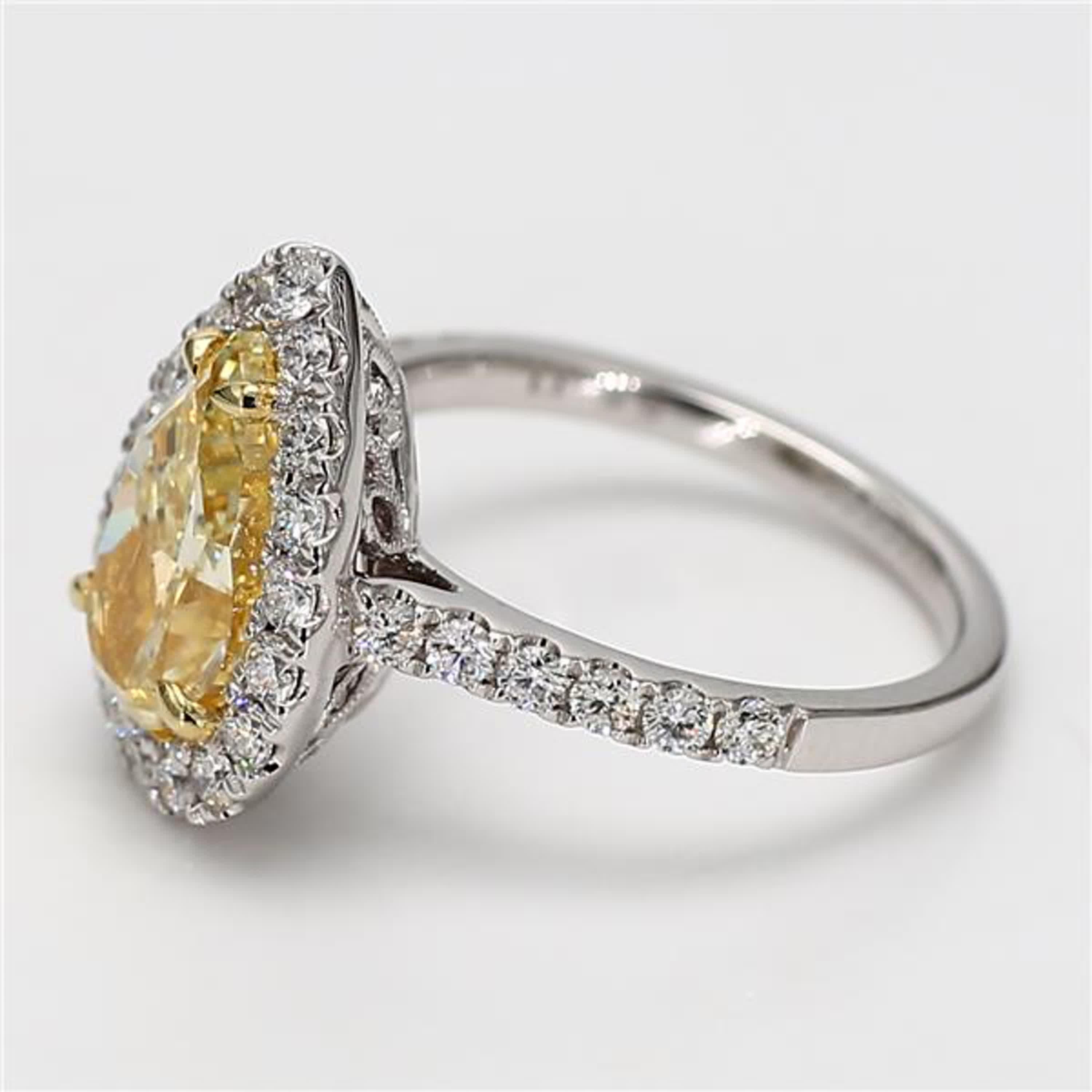 Contemporary GIA Certified Natural Yellow Pear Diamond 3.85 Carat TW Gold Cocktail Ring For Sale