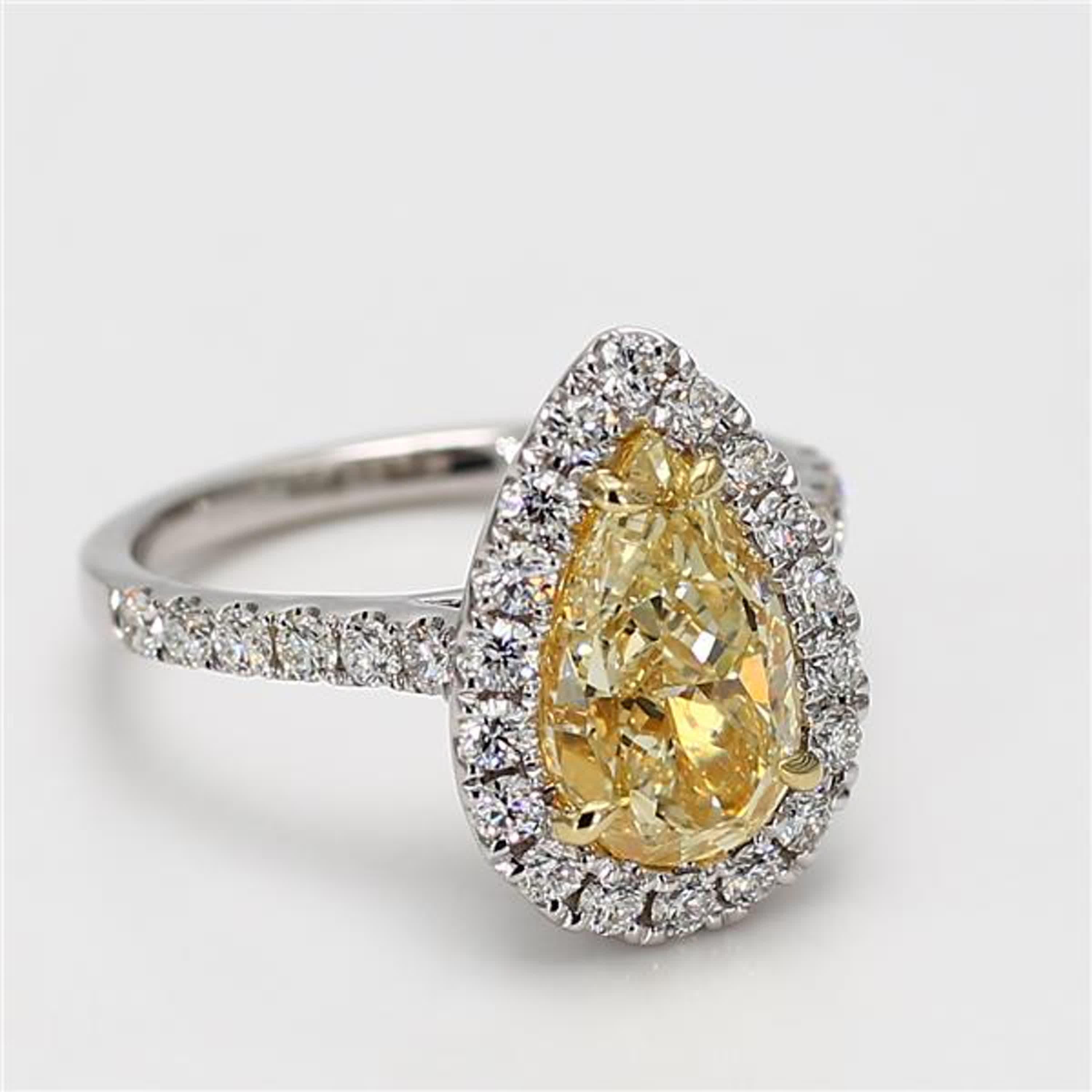 GIA Certified Natural Yellow Pear Diamond 3.85 Carat TW Gold Cocktail Ring For Sale 1