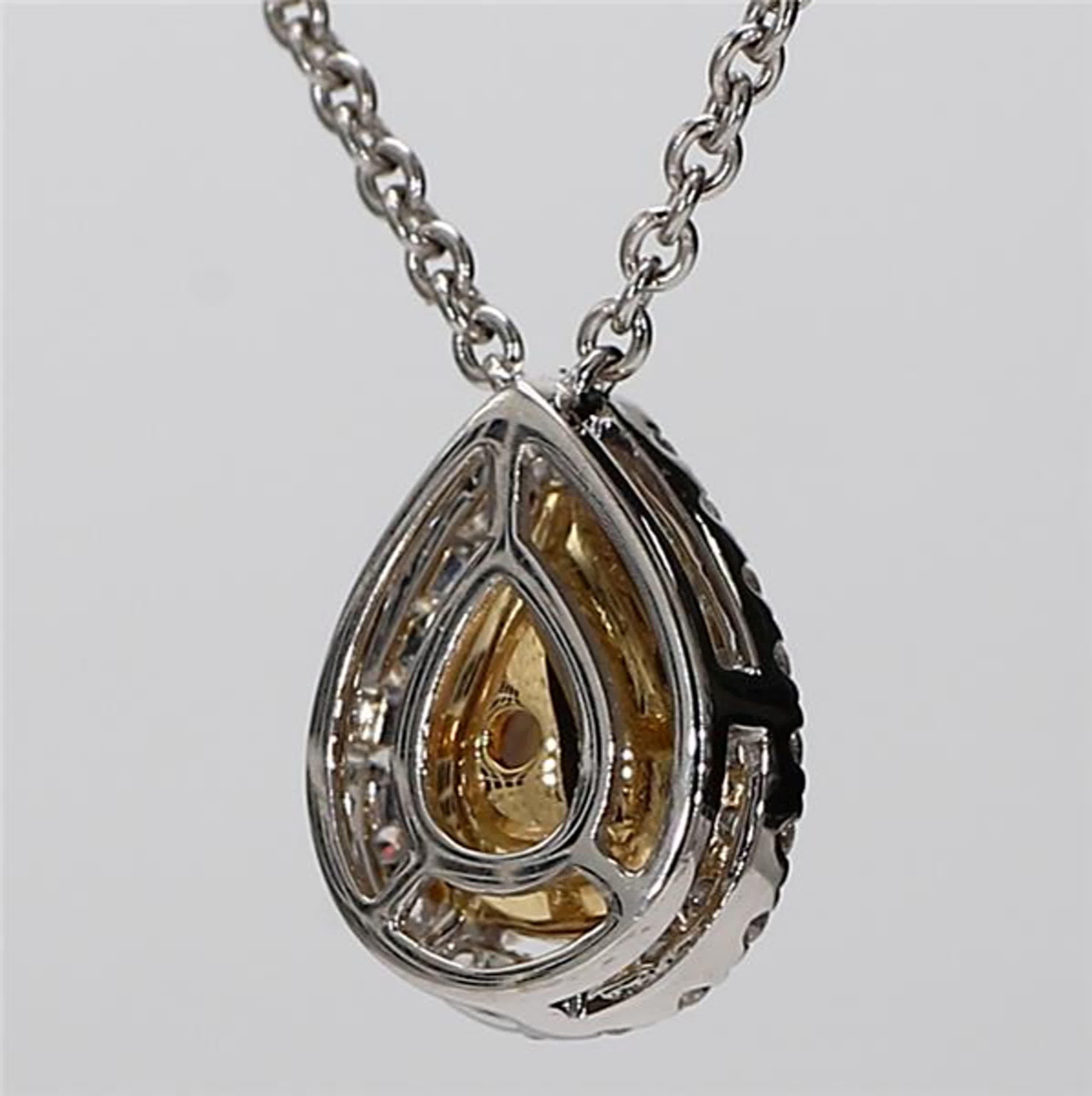 GIA Certified Natural Yellow Pear Diamond .42 Carat TW Gold Drop Pendant In New Condition In New York, NY