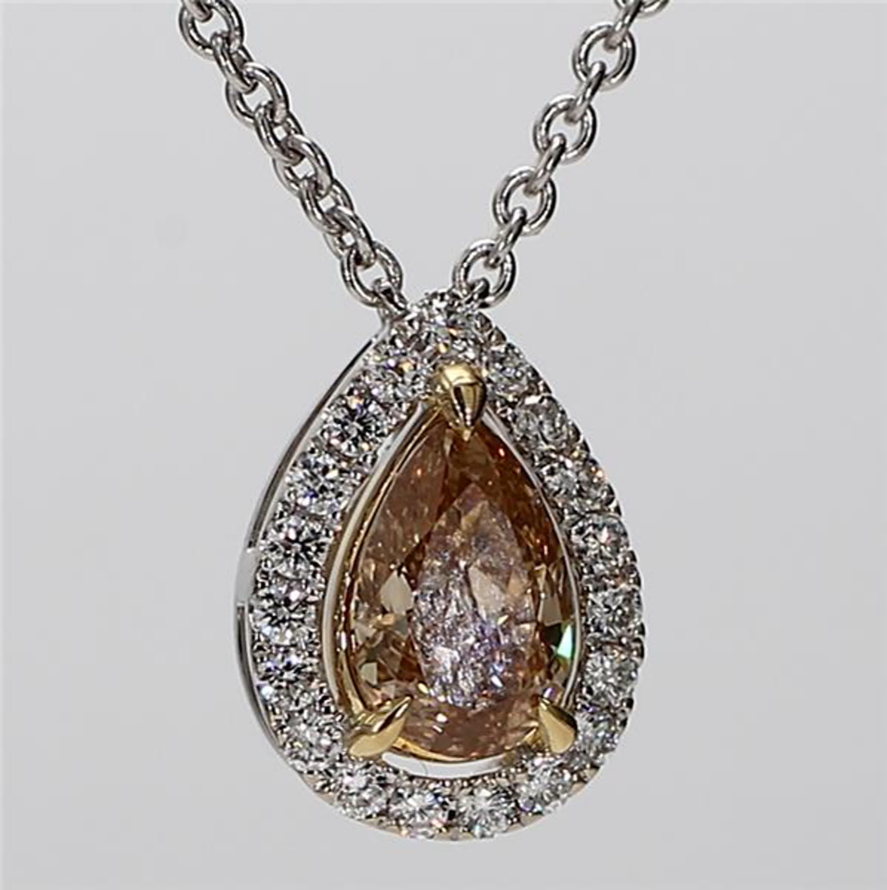 GIA Certified Natural Yellow Pear Diamond .42 Carat TW Gold Drop Pendant 1
